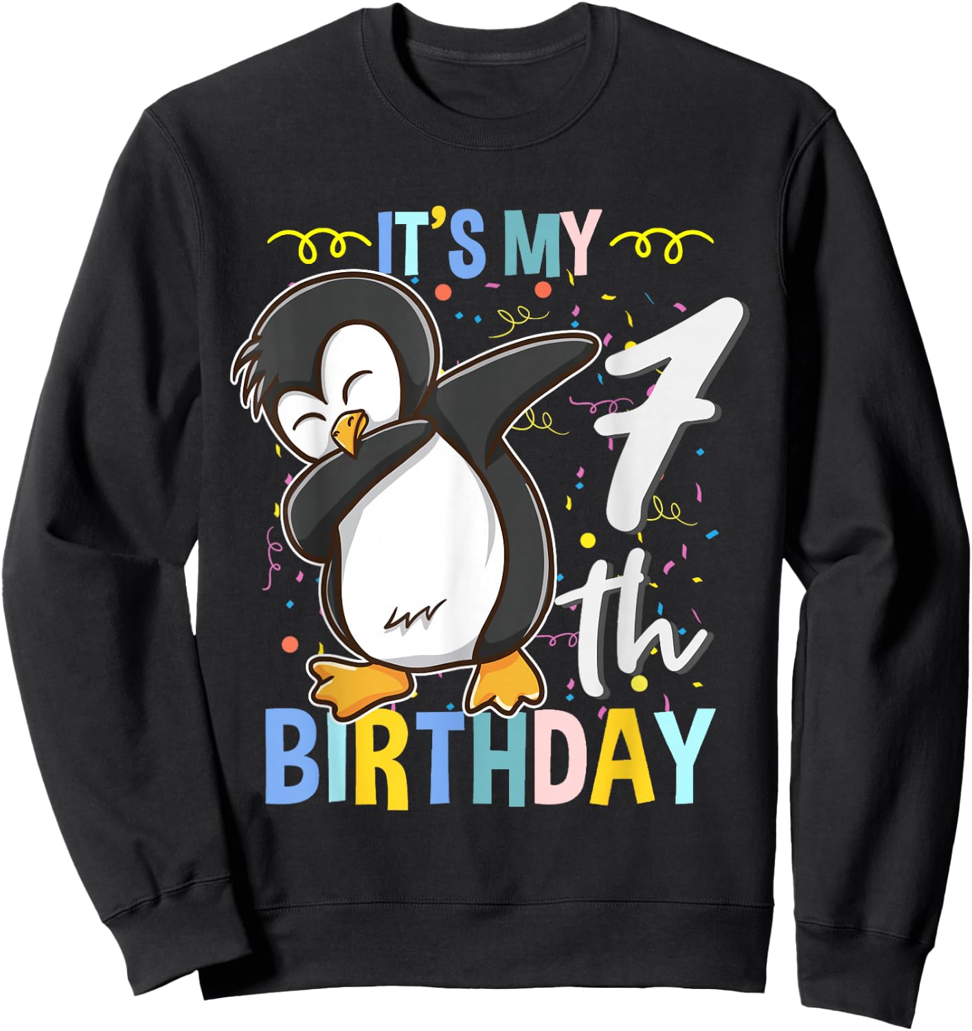 Its My 7th Birthday Dabbing Penguin Sweatshirt - Sweatshirt | Black