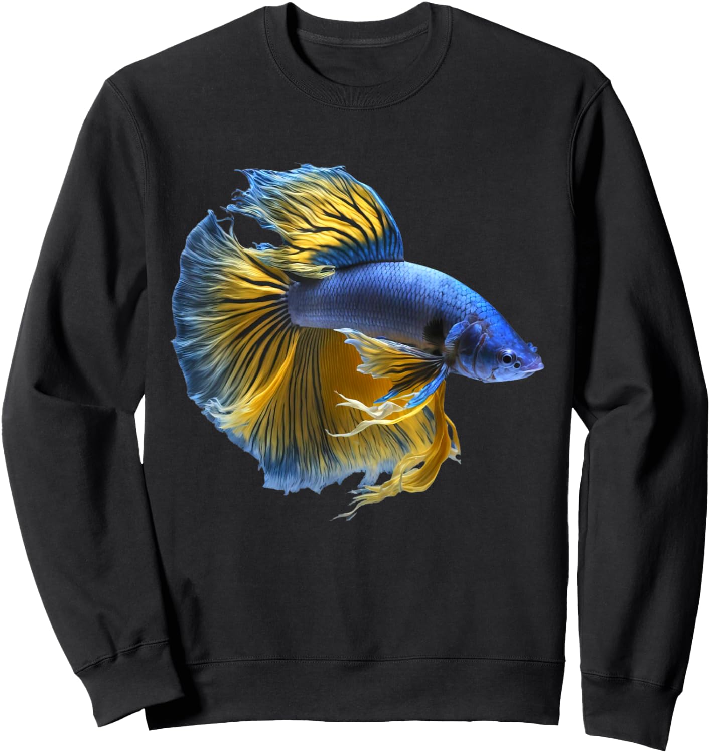 Yellow & blue Siamese fighting Betta fish Aquarium Owner Sweatshirt - Sweatshirt | Black