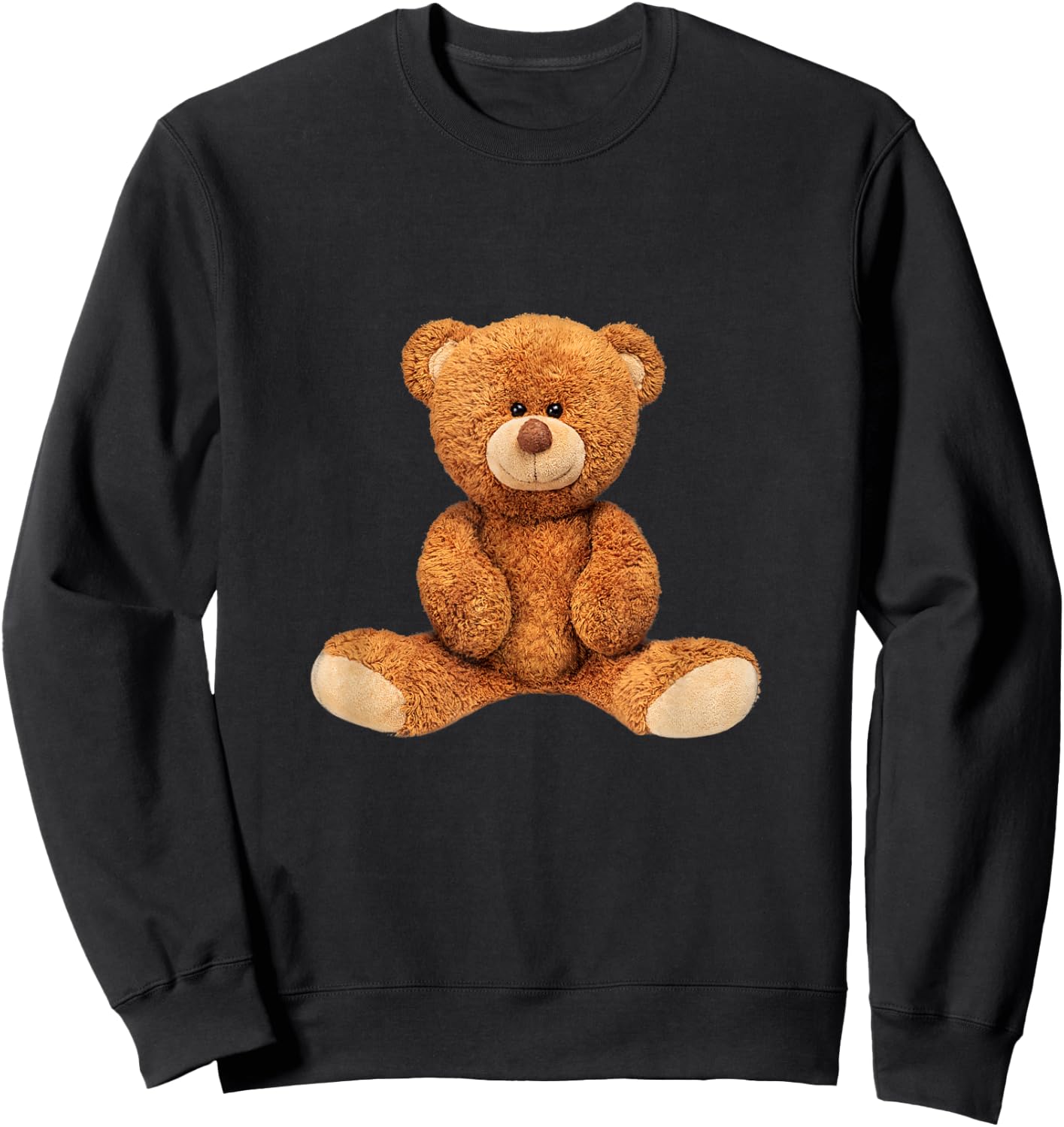 Cool Real Teddy Bear Toy Illustration Outfit Graphic Designs Sweatshirt - Sweatshirt | Black