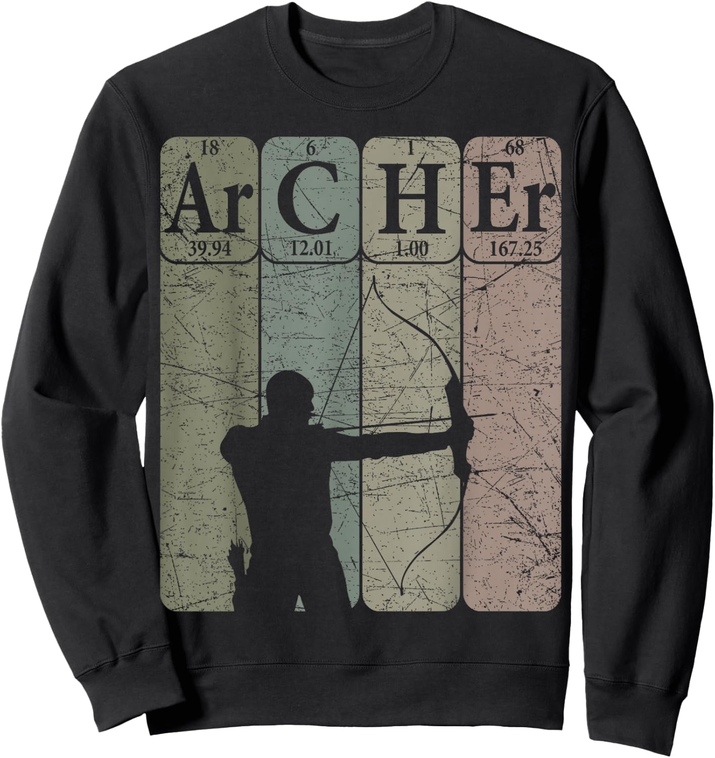 Archer Periodic Table Elements Bow Hunting Archery Vintage Sweatshirt - Sweatshirt | Black