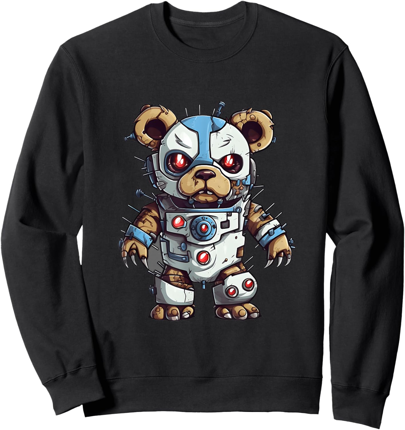 Robot Teddy Bear, Hip Hop Teddy Bear, Cyborg Teddy Bear Sweatshirt - Sweatshirt | Black