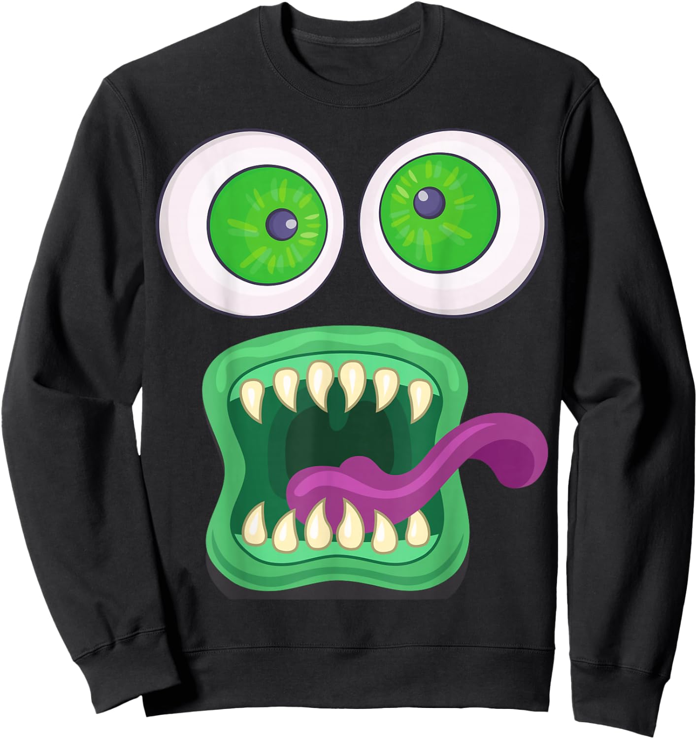 Men's Women's Big Eyes Monster Face Halloween Costume Sweatshirt - Sweatshirt | Black