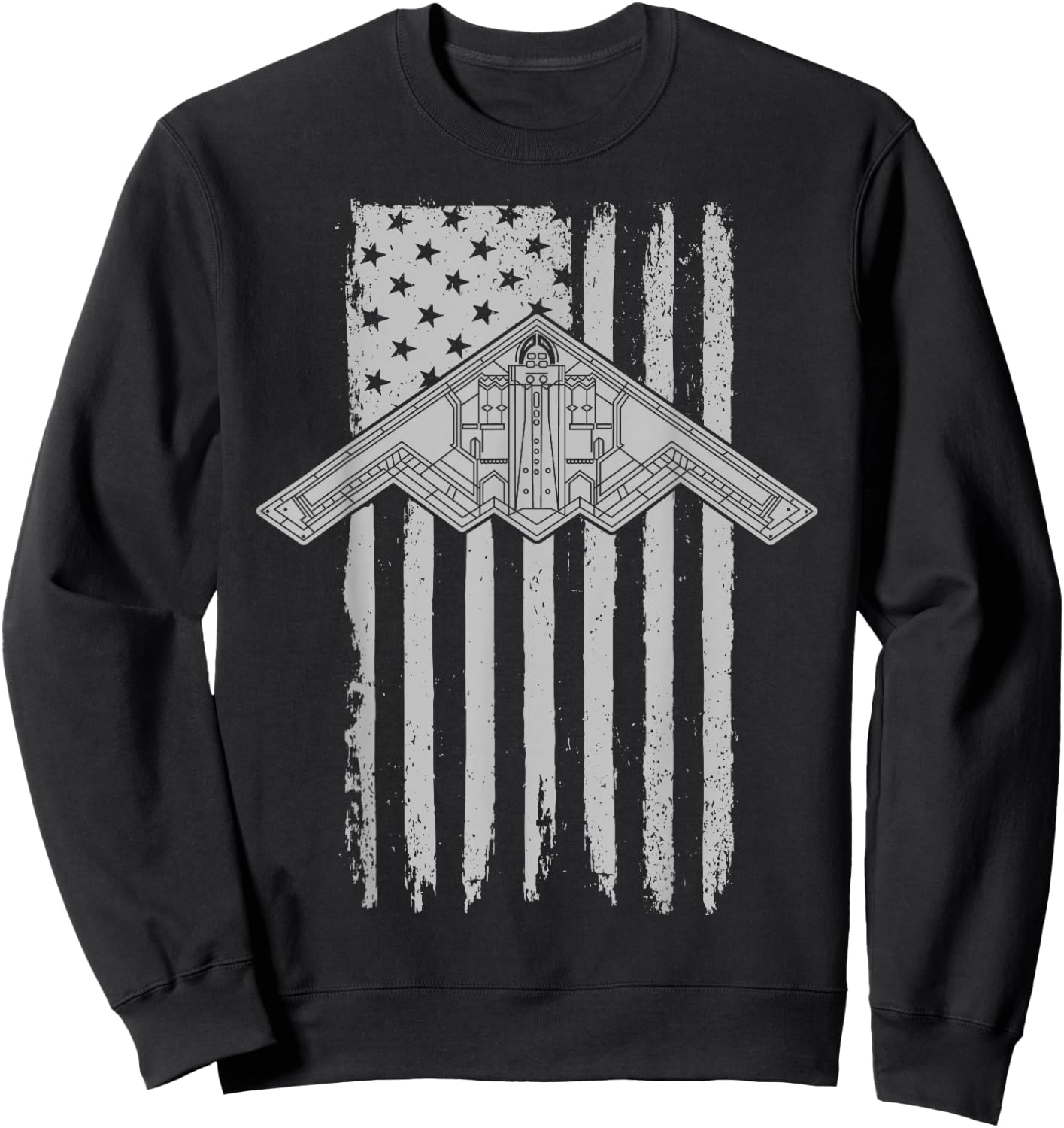 B-2 Stealth Bomber Military Airplane American Flag B2 Sweatshirt - Sweatshirt | Black