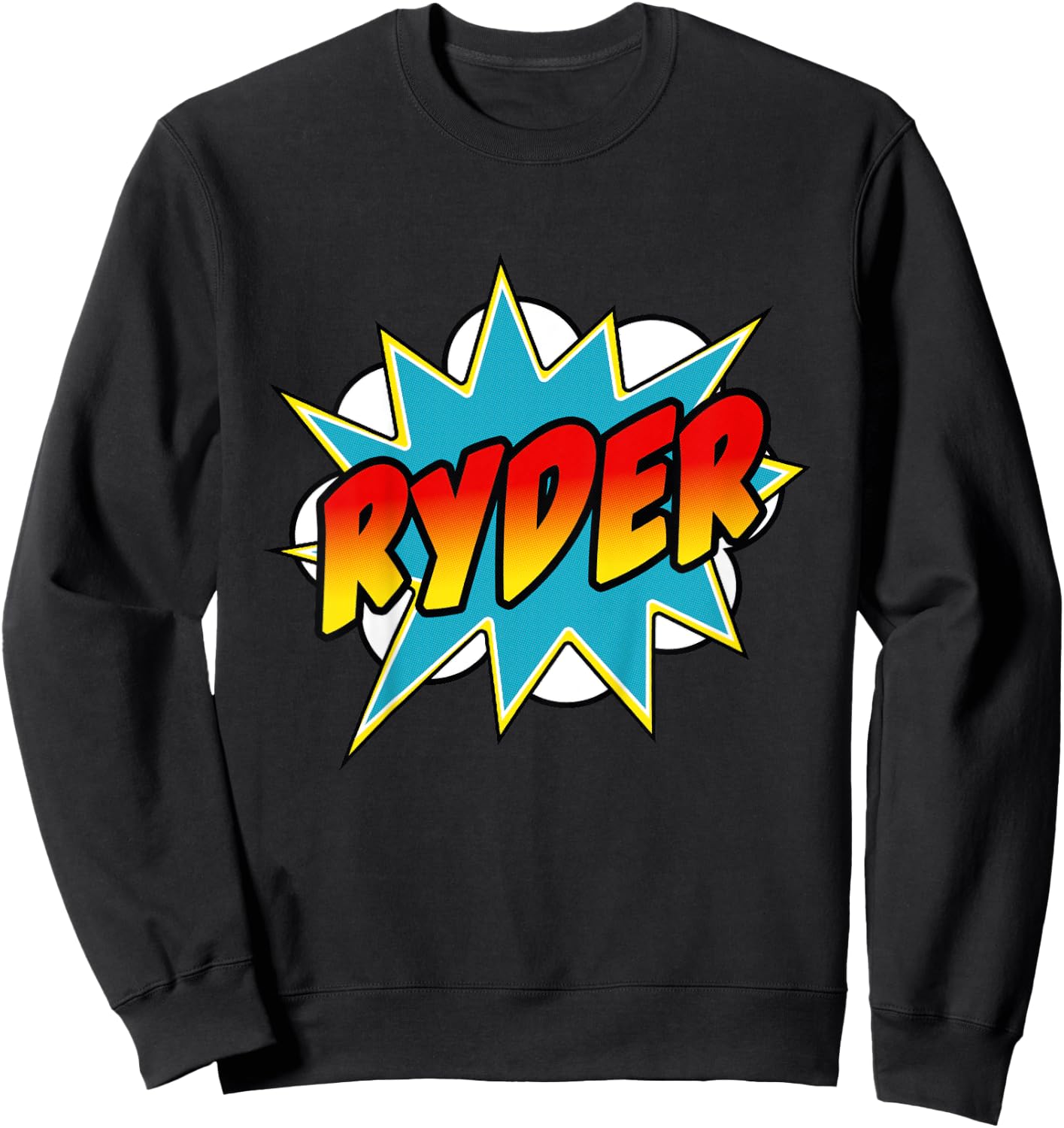 Kids Boys Ryder Name Comic Book Superhero Sweatshirt - Sweatshirt | Black