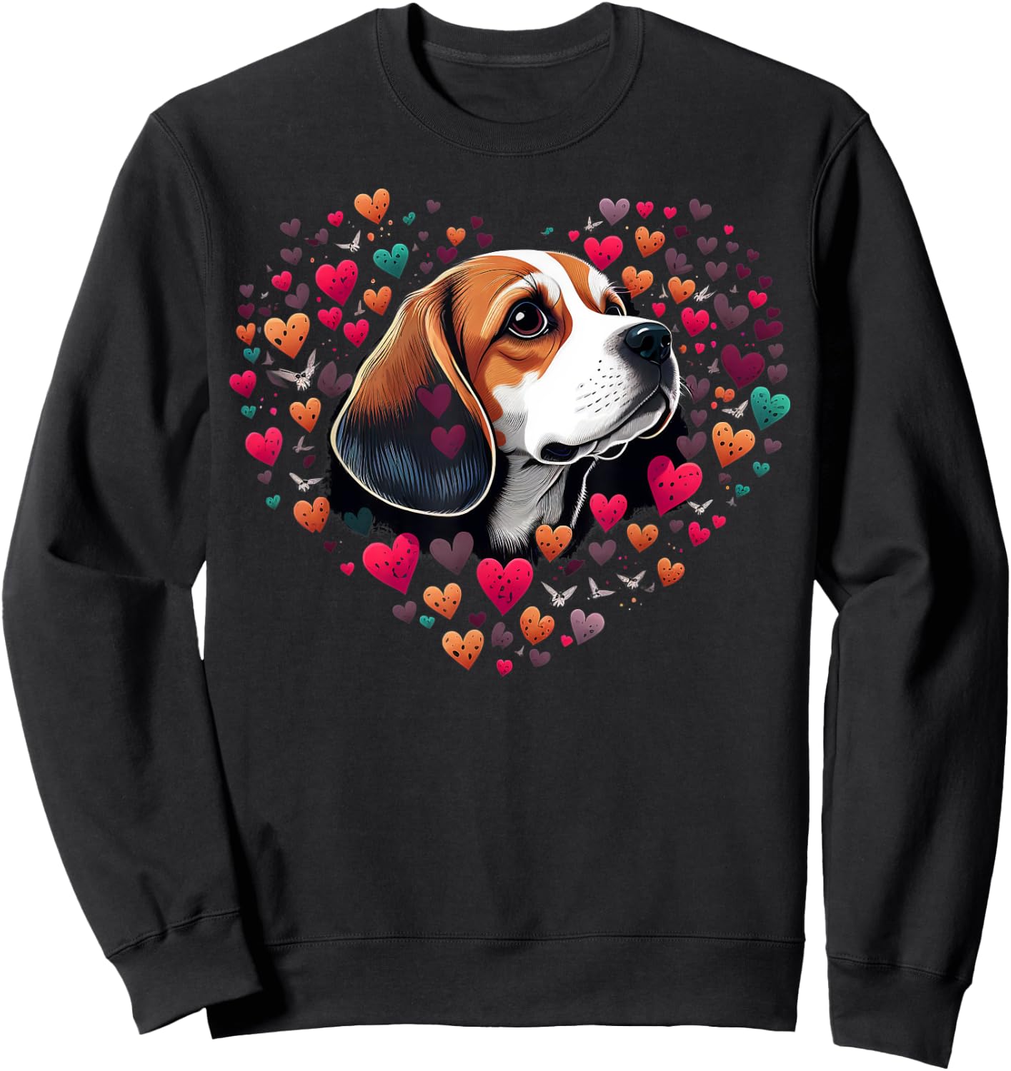 Beagle Love Heart for Valentines Day on Beagle Lover Sweatshirt - Sweatshirt | Black