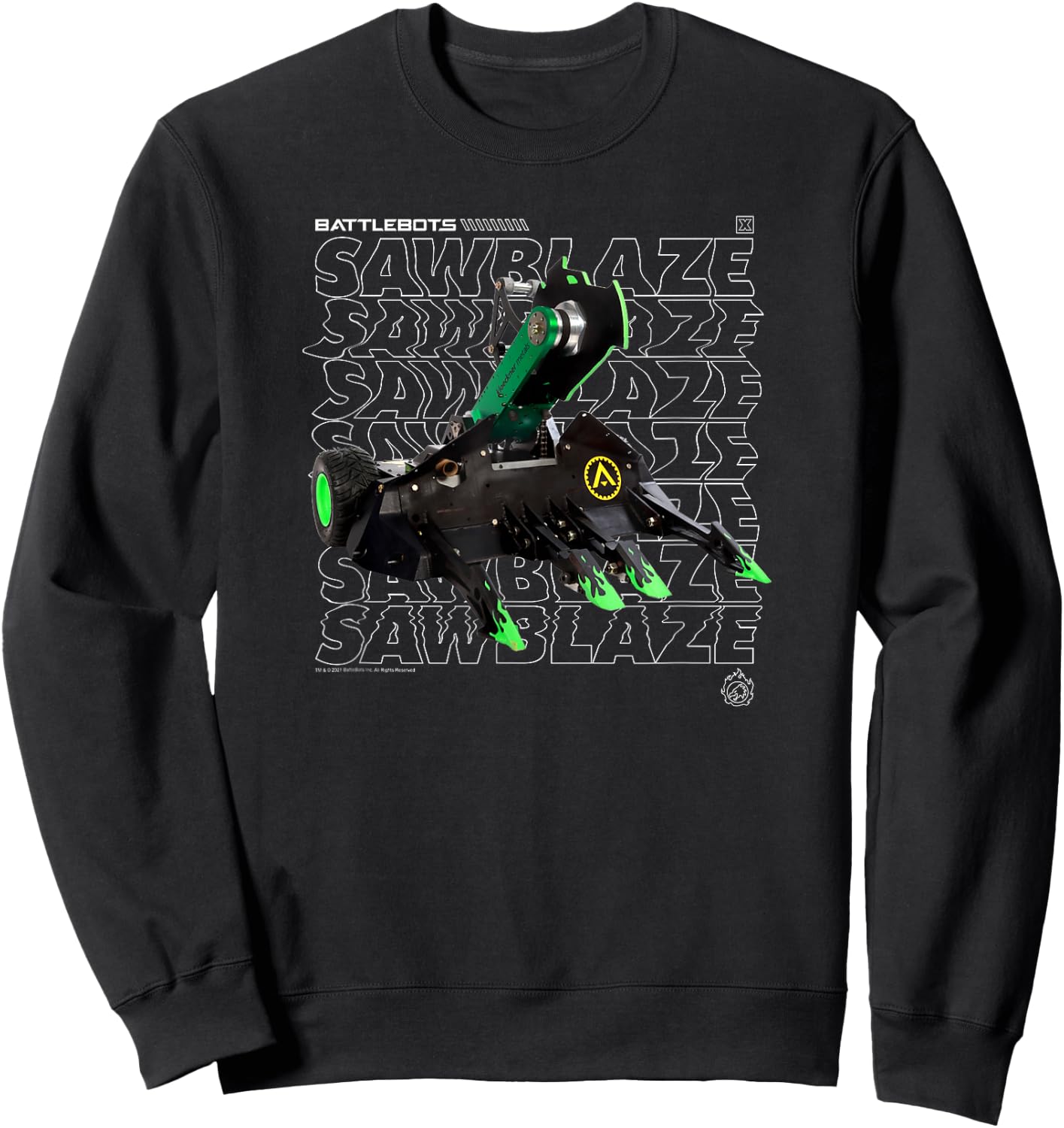 BattleBots SawBlaze Robot Logo Stack Sweatshirt - Sweatshirt | Black