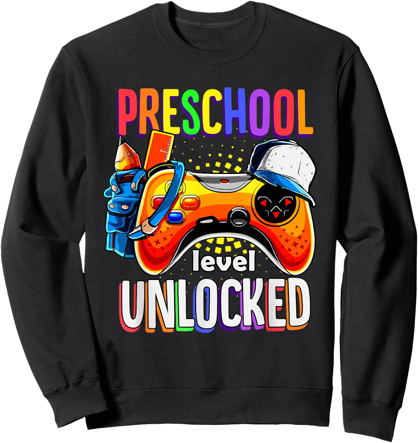 Gamer Back To School Gamepad Preschool Level Unlocked Sweatshirt - Sweatshirt | Black