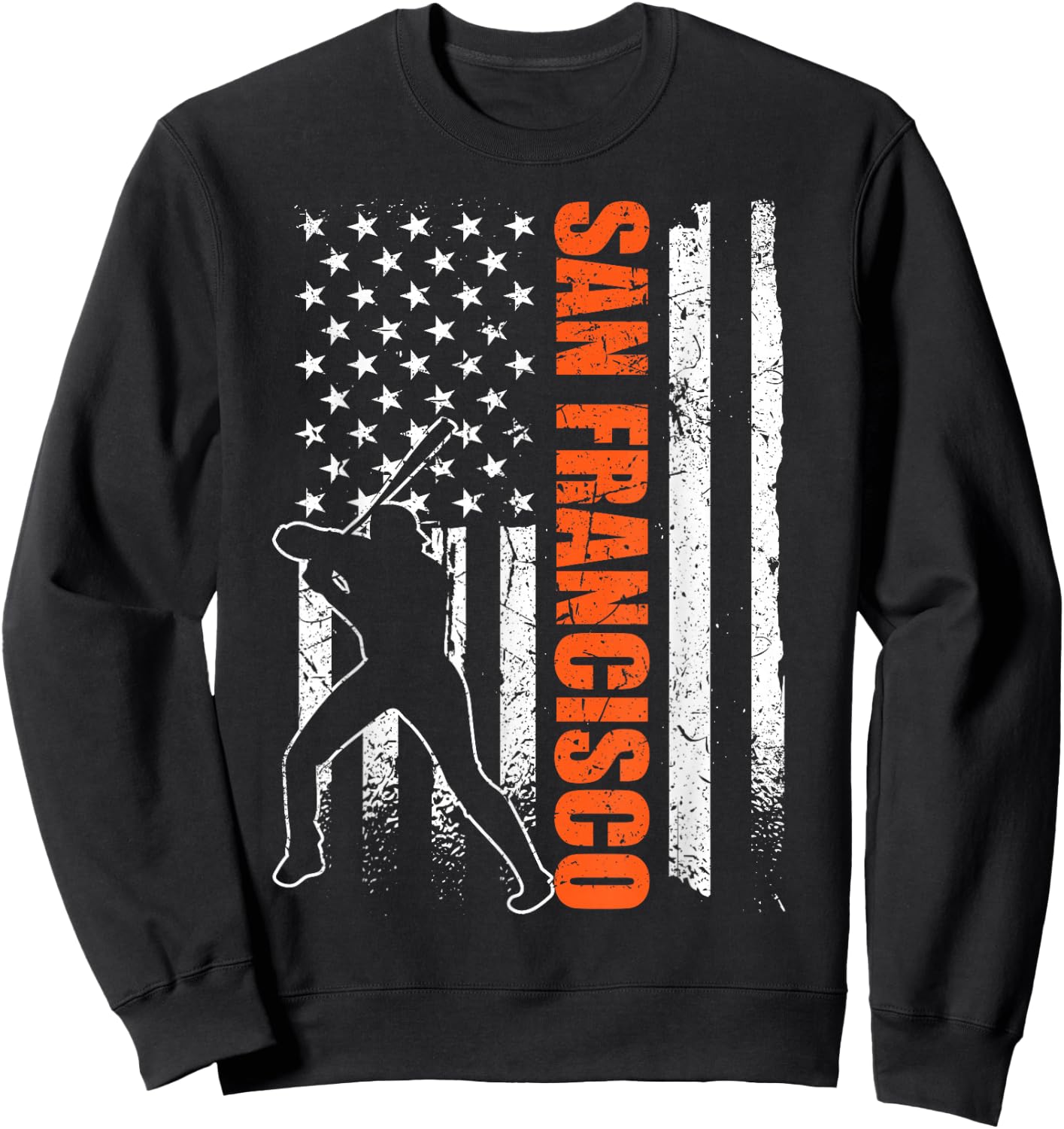 San Francisco Baseball Flag USA Vintage Patriotic Baseball Sweatshirt - Sweatshirt | Black