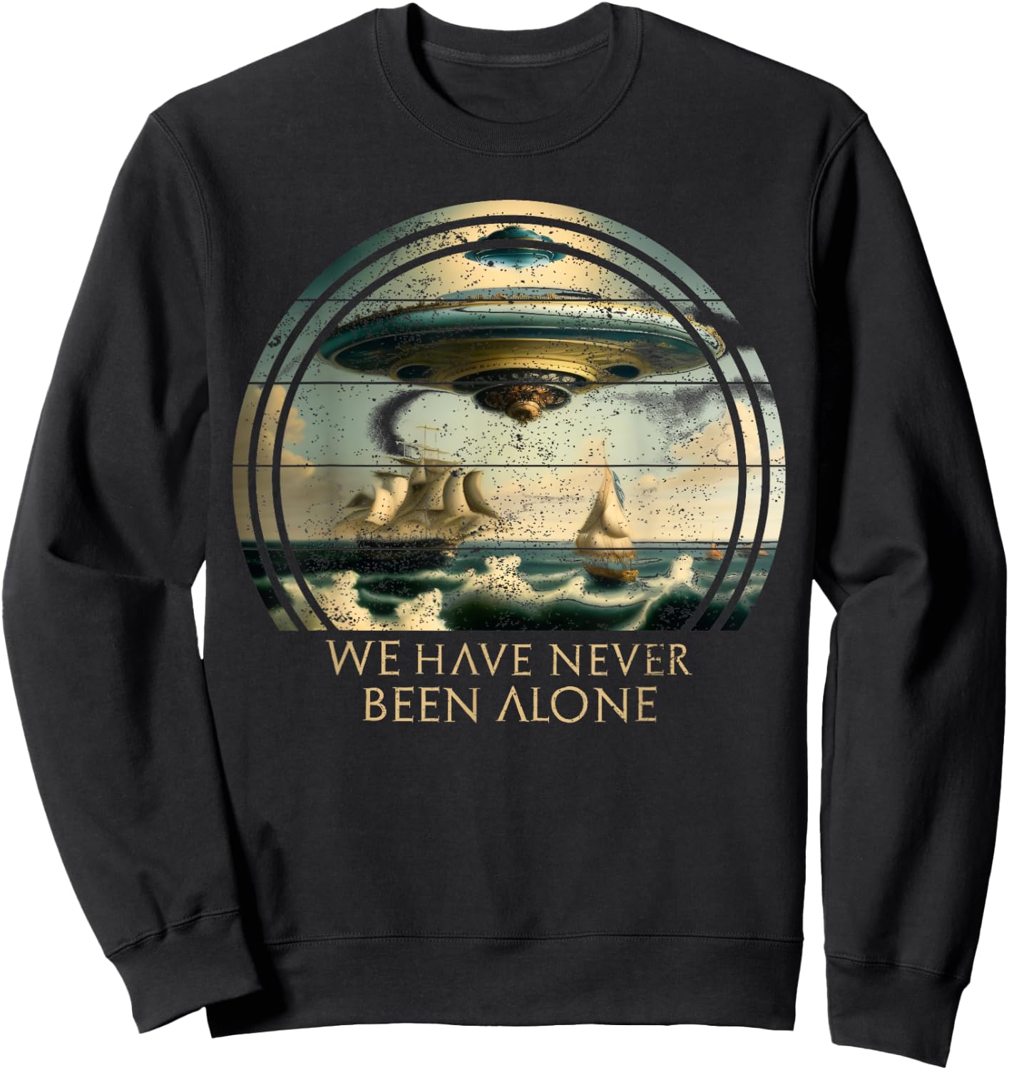We Are Not Alone, UFO Alien Ships Ancient Visit Sweatshirt - Sweatshirt | Black