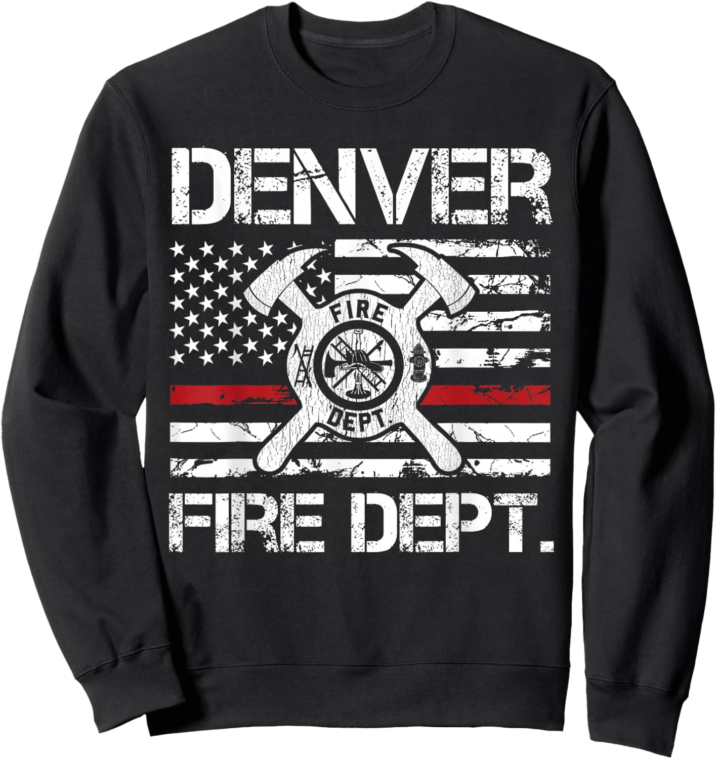 Denver Colorado Fire Department Thin Red Line Logo Sweatshirt - Sweatshirt | Black