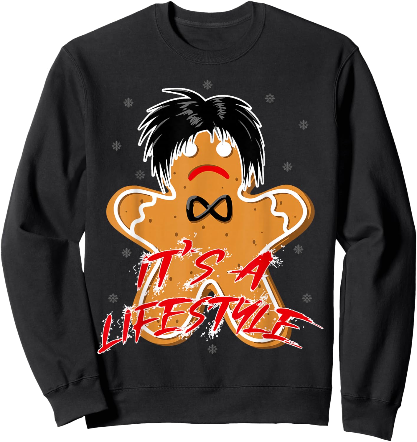 Funny Black Hair Punk Alternative Emo Music Lover Christmas Emo Heritage Dark Lifestyle Funny Gingerbread man Sweatshirt - Sweatshirt | Black