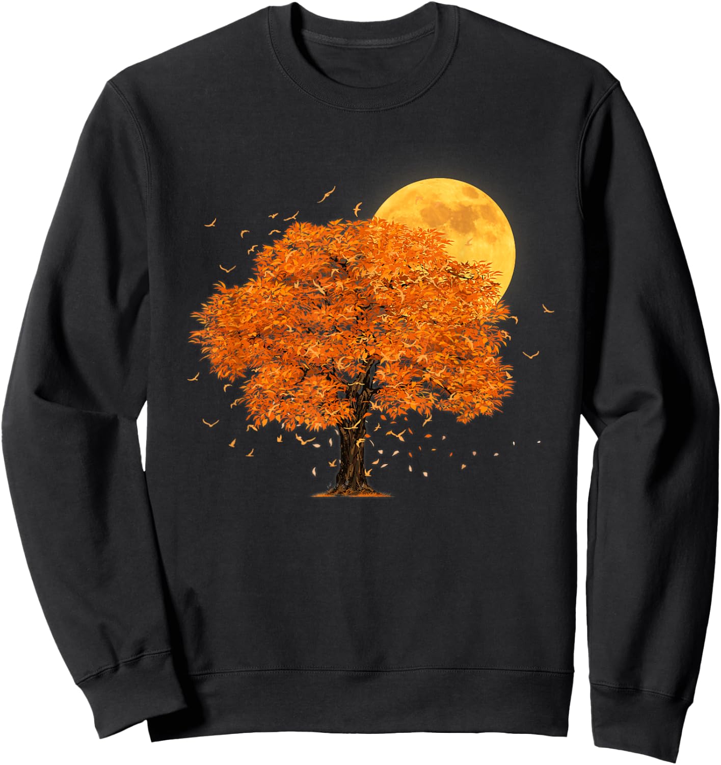 Full Moon Flock Of Birds Tree Outdoor Wildlife Nature Forest Sweatshirt - Sweatshirt | Black