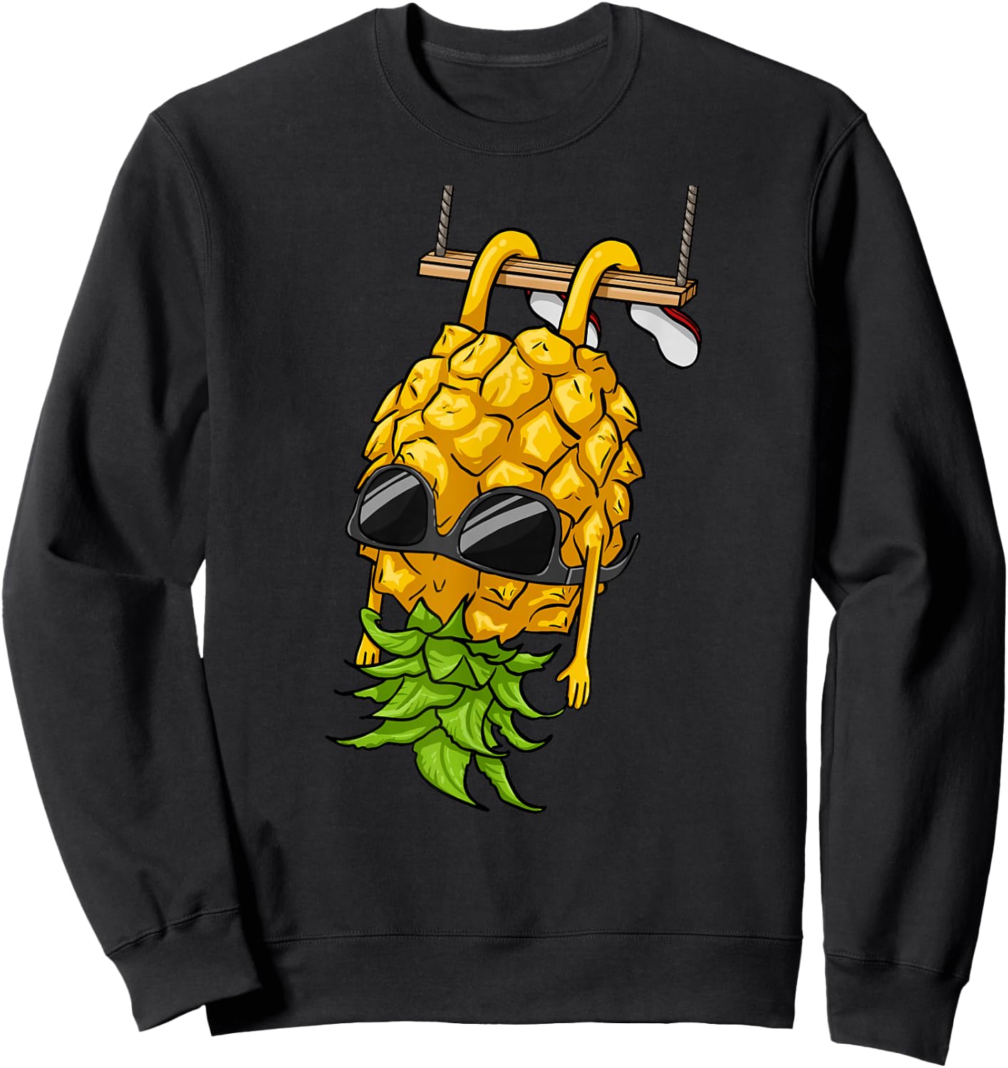 Swinging Pineapple Cartoon Swinger Upside Down Pineapple Sweatshirt - Sweatshirt | Black