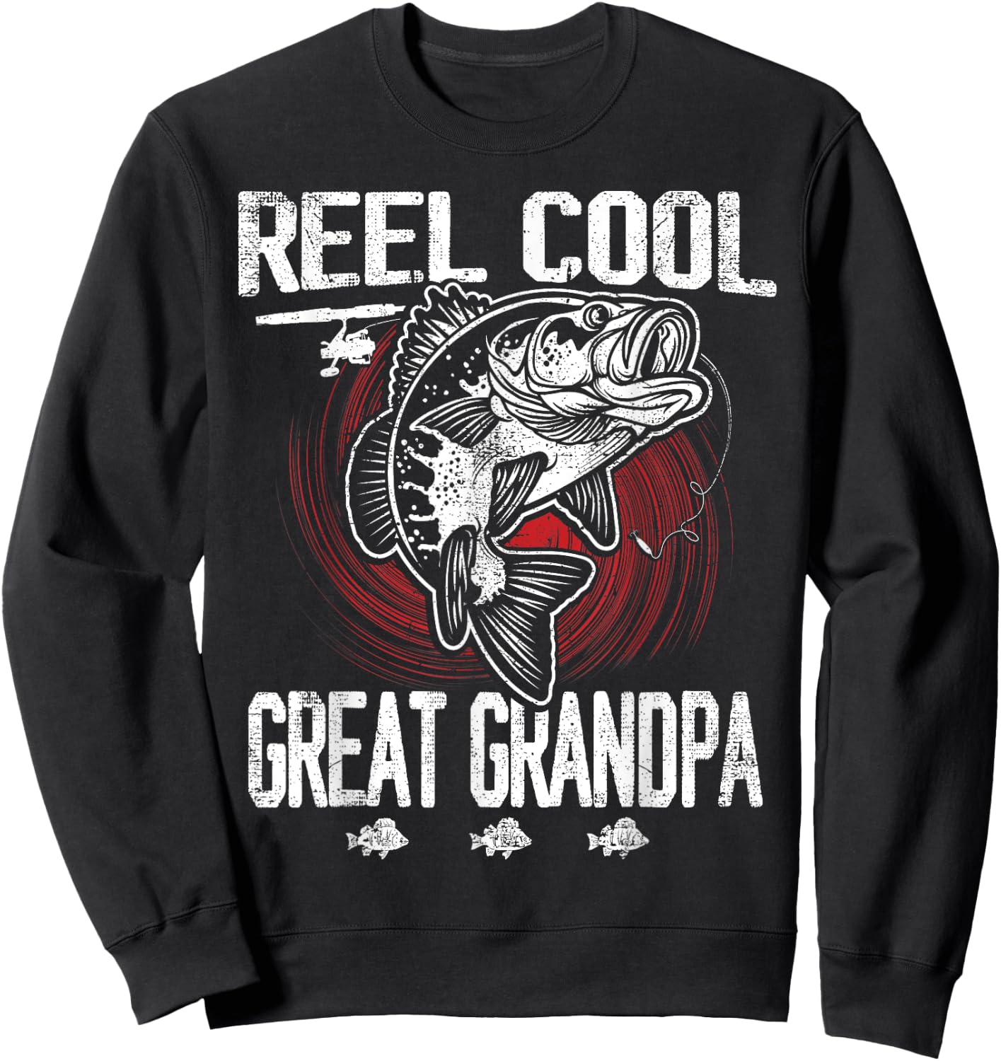 Funny Fathers Day Vintage Fishing Reel Cool Great Grandpa Sweatshirt - Sweatshirt | Black