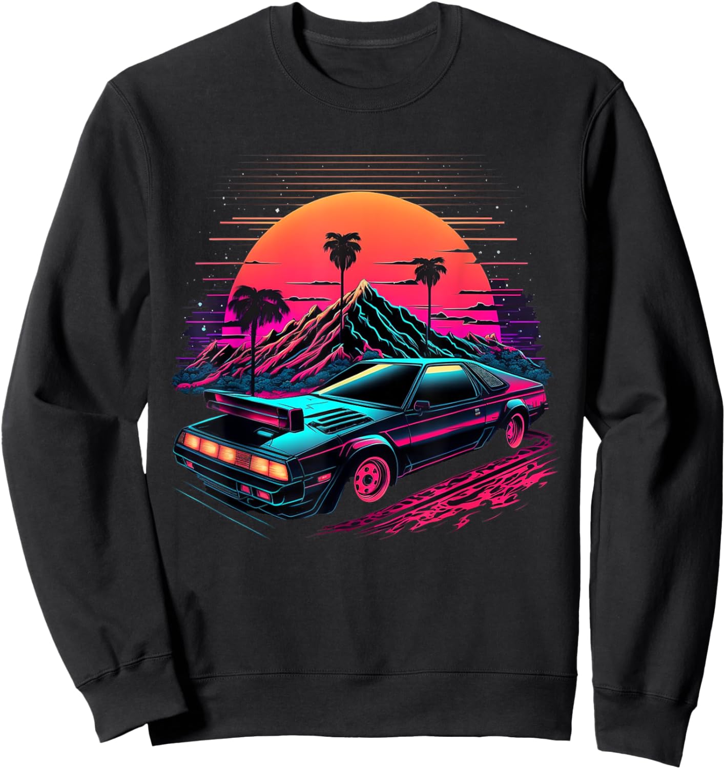 Japanese Retro Futuristic Synthwave Car Racing JDM Tuning Sweatshirt - Sweatshirt | Black