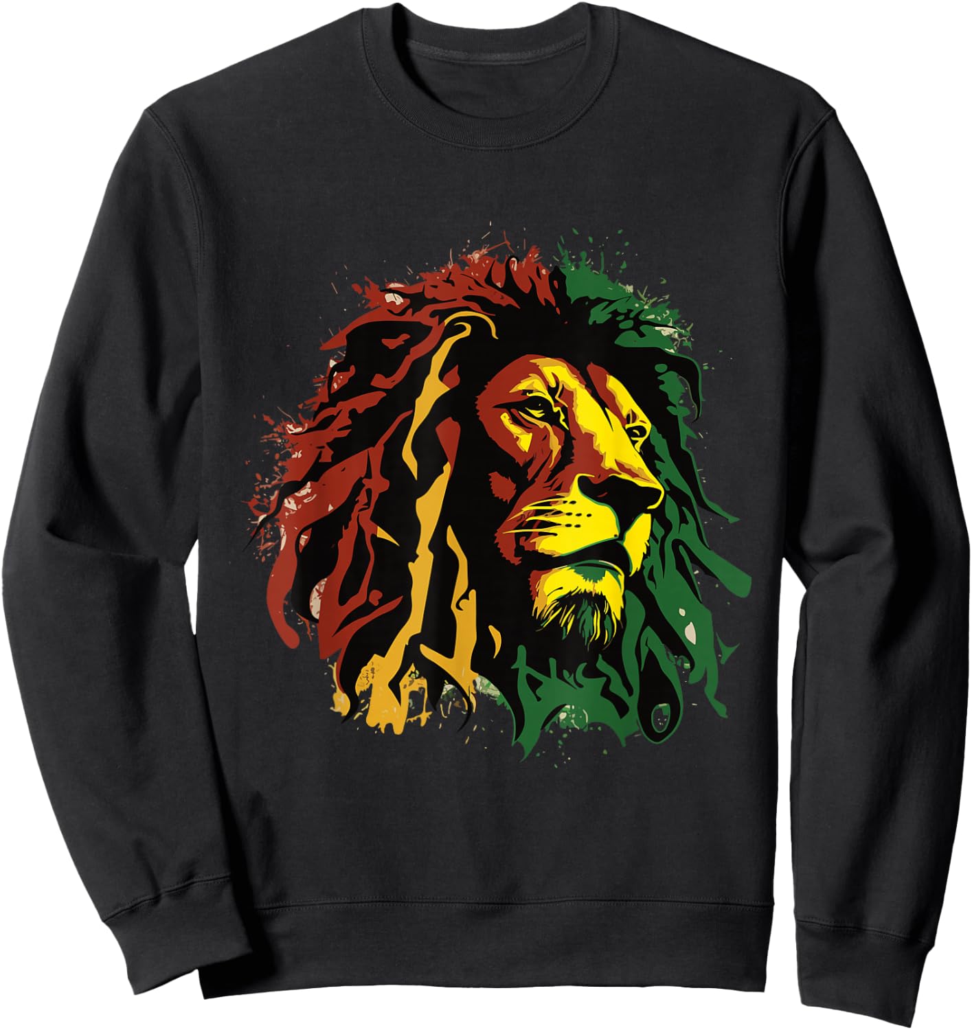 Jamaican Lion Jamaican Rasta Flag Lion of Judah Reggae Music Sweatshirt - Sweatshirt | Black