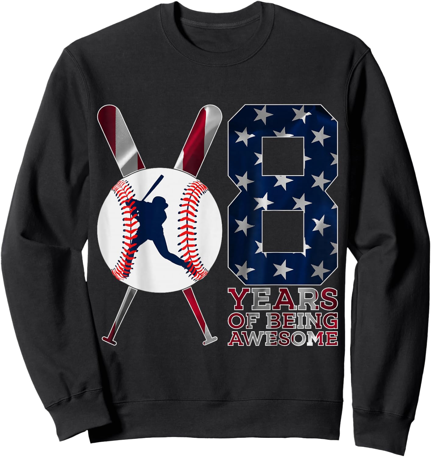 8 Years of Being Awesome Baseball 8TH Birthday Sweatshirt - Sweatshirt | Black