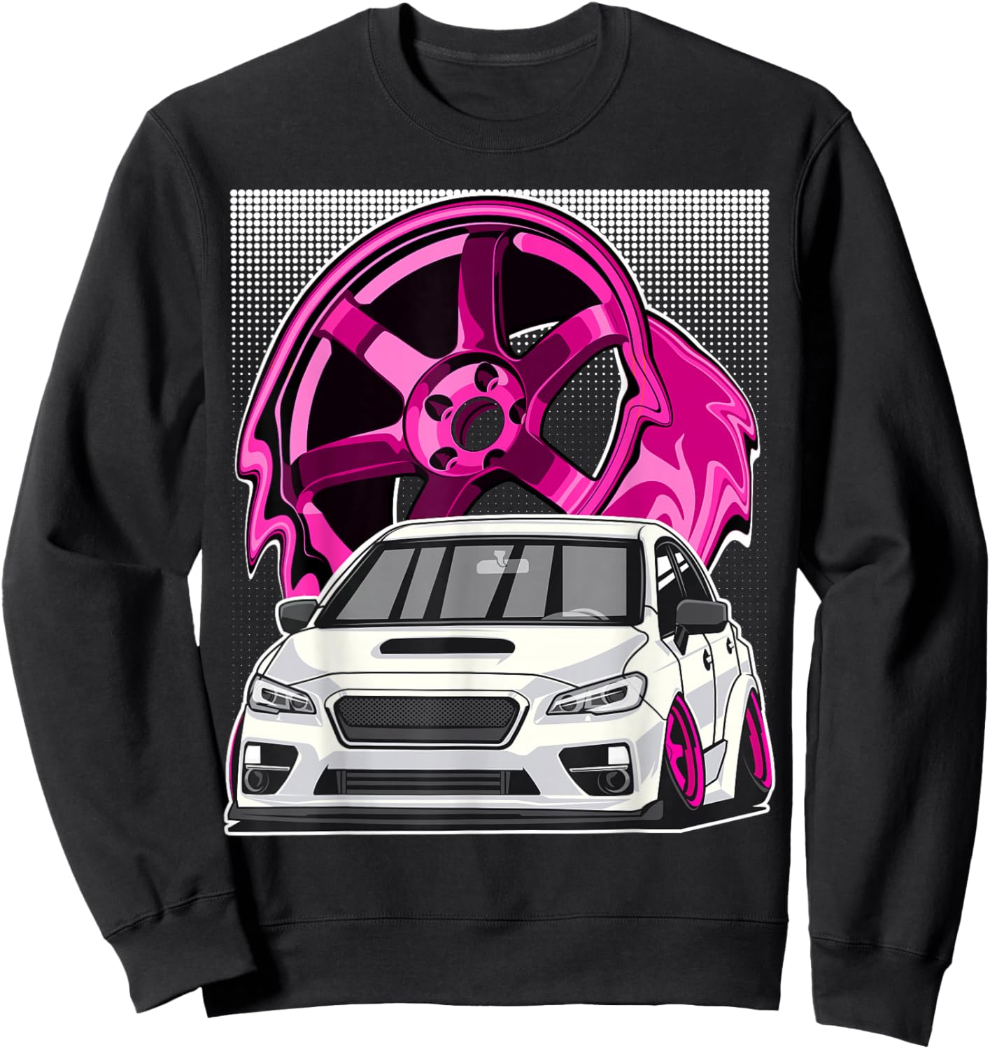 Subie VA JDM Stance Car Wheel Boxer Motor Racing Graphic Sweatshirt - Sweatshirt | Black