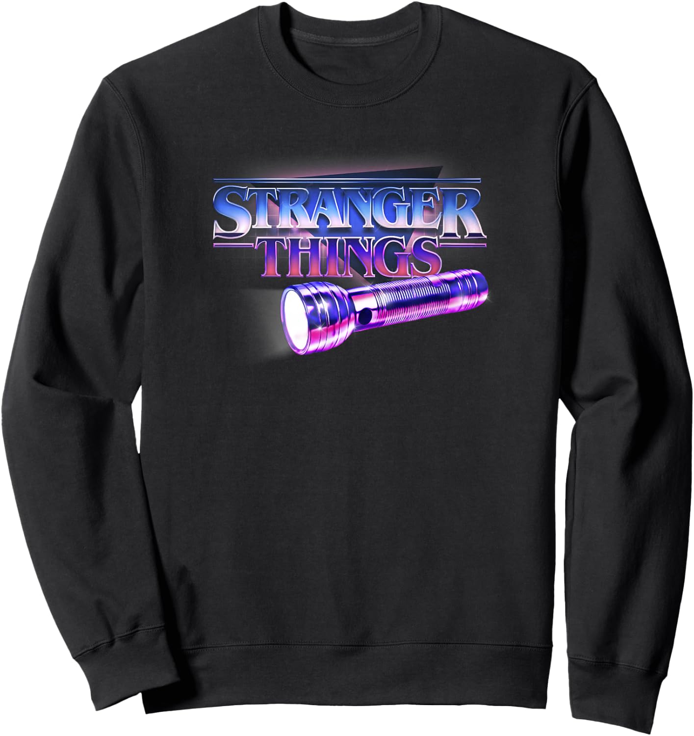 Stranger Things Flashlight 80's Retro Title Bright Logo Sweatshirt - Sweatshirt | Black