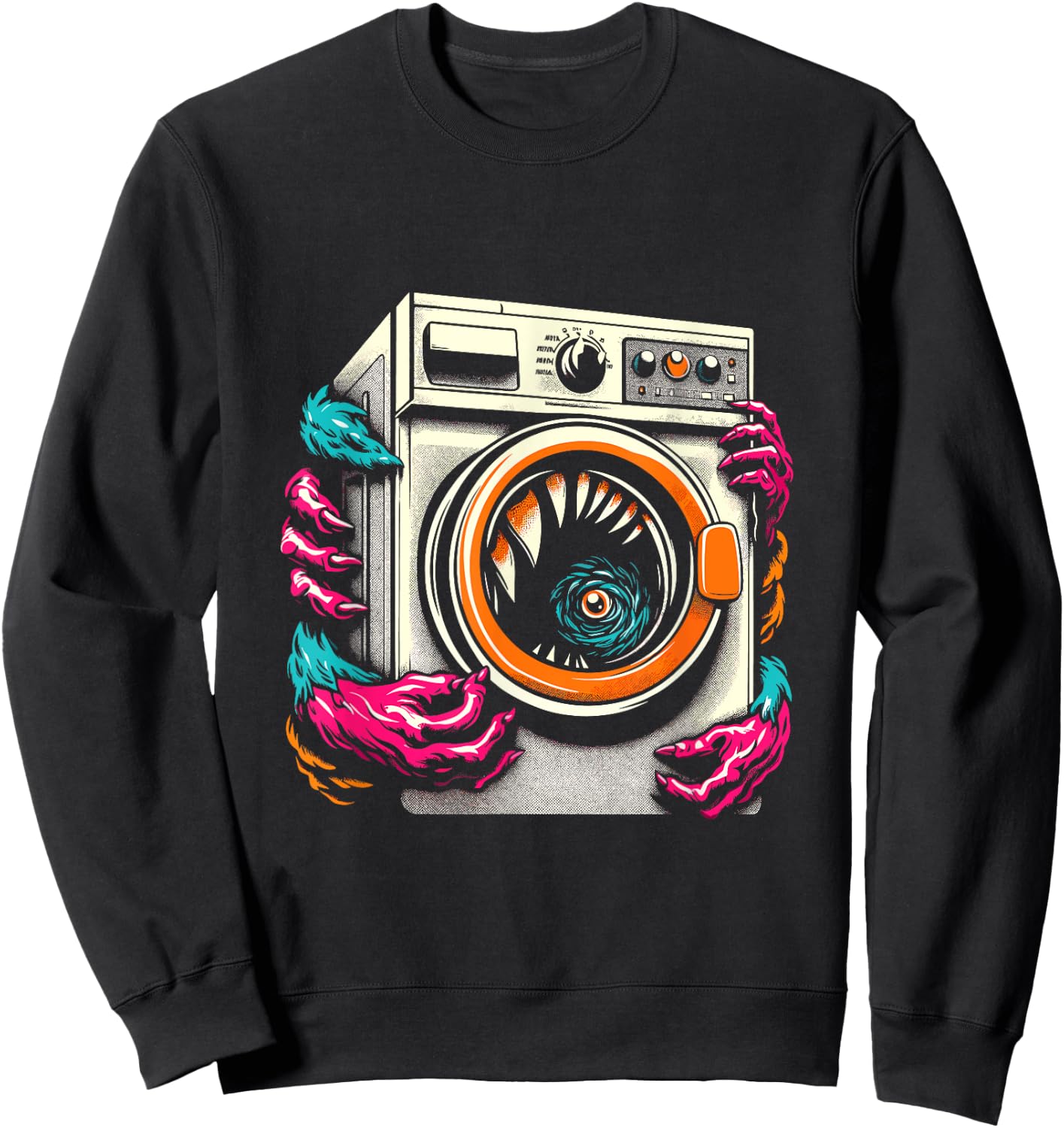 Washing Machine Monster - Funny Spooky Halloween Costume Sweatshirt - Sweatshirt | Black