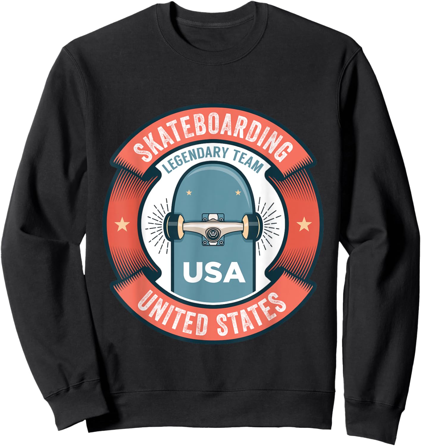 Skateboarding USA Support the Team Shirt USA Flag Skateboard Sweatshirt - Sweatshirt | Black