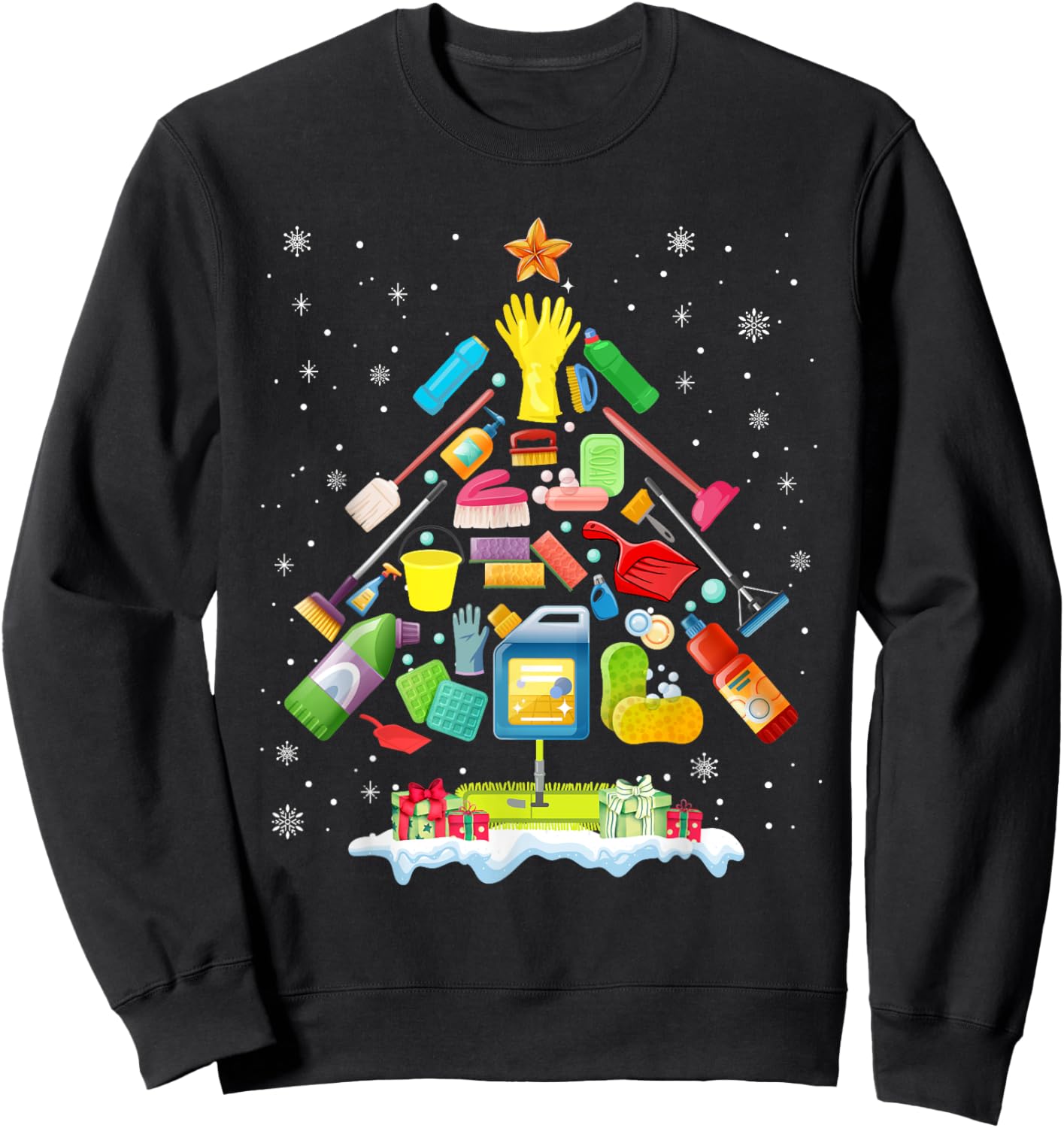School Custodian Christmas Tree Xmas Funny Custodian Life Sweatshirt - Sweatshirt | Black