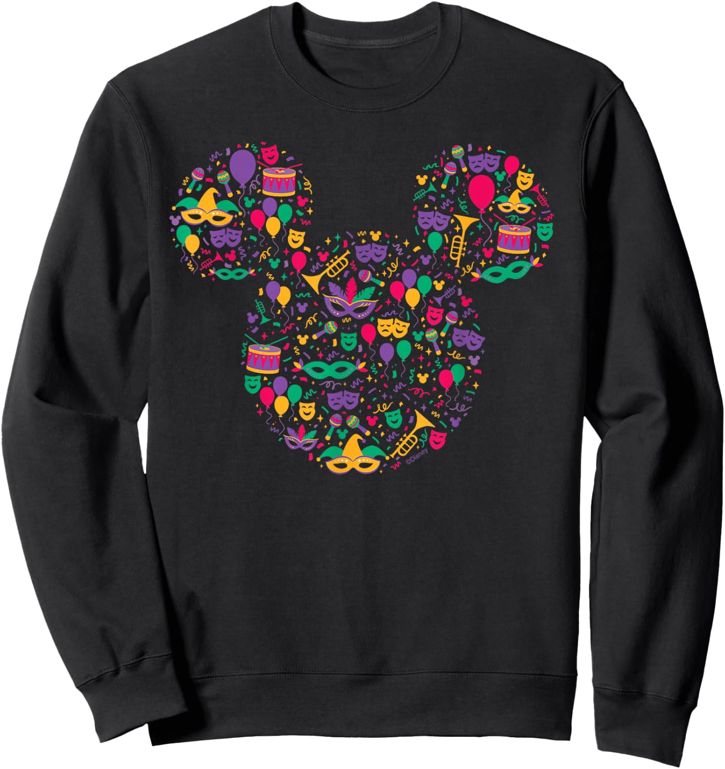 Disney Mickey Mouse Mardi Gras Carnival Holiday Icon Sweatshirt - Sweatshirt | Black