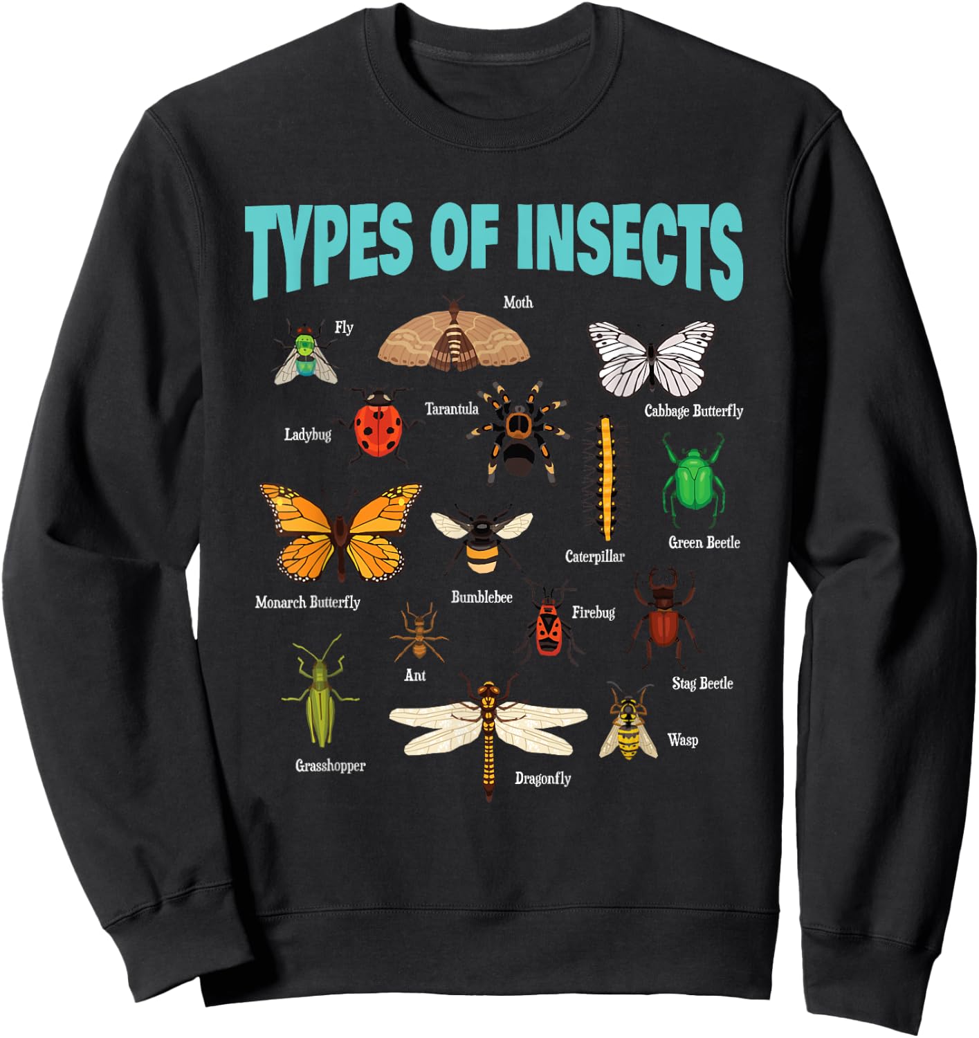 Insects Of The World Bug Lover Expert Entomologist Bugs Fan Sweatshirt - Sweatshirt | Black
