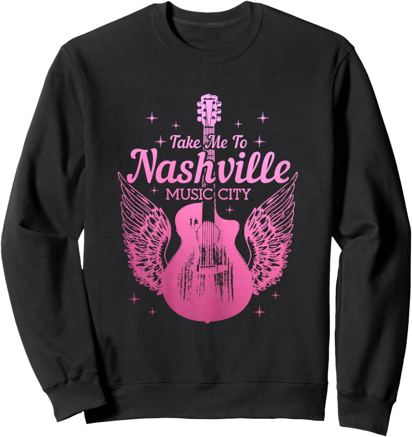 Nashville Guitar Wings Tennessee Vintage Country Music City Sweatshirt - Sweatshirt | Black