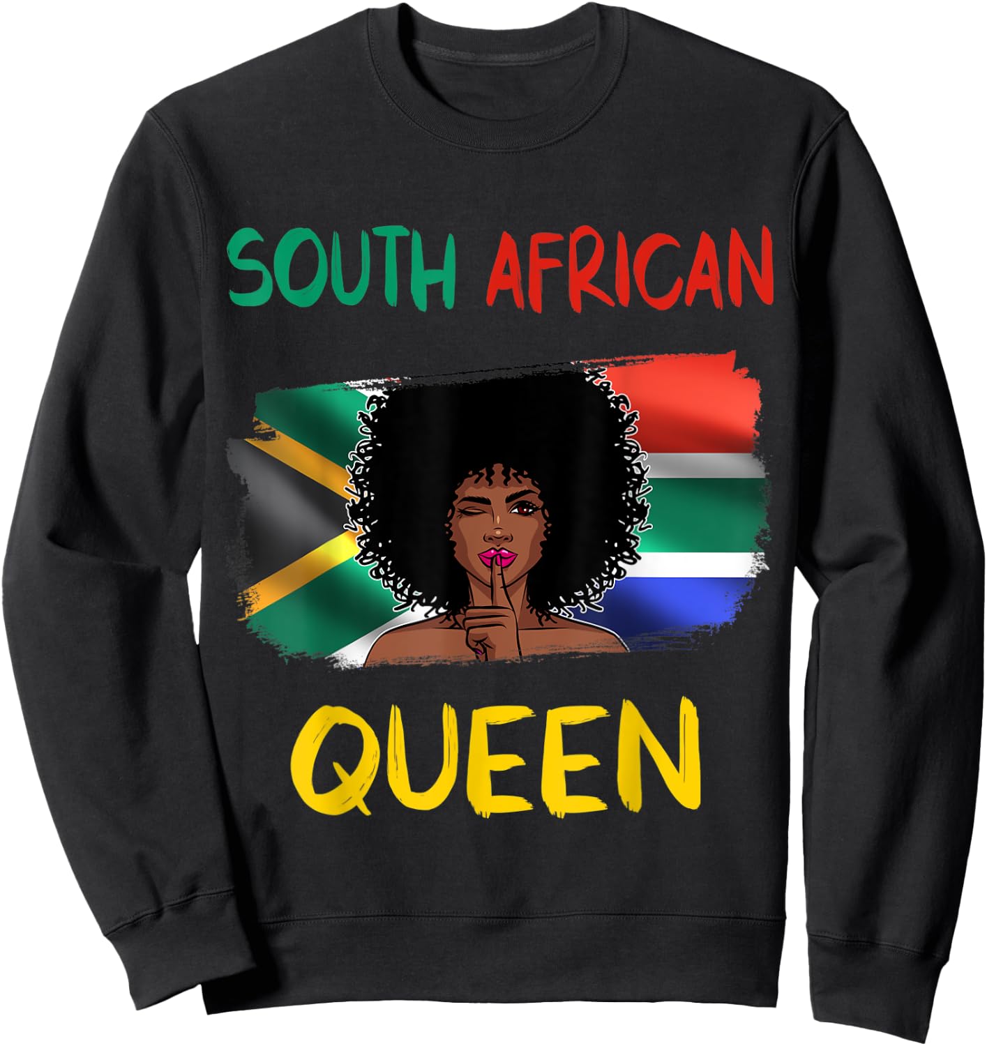 South African Queen South Africa Flag African Girl Pride Sweatshirt - Sweatshirt | Black