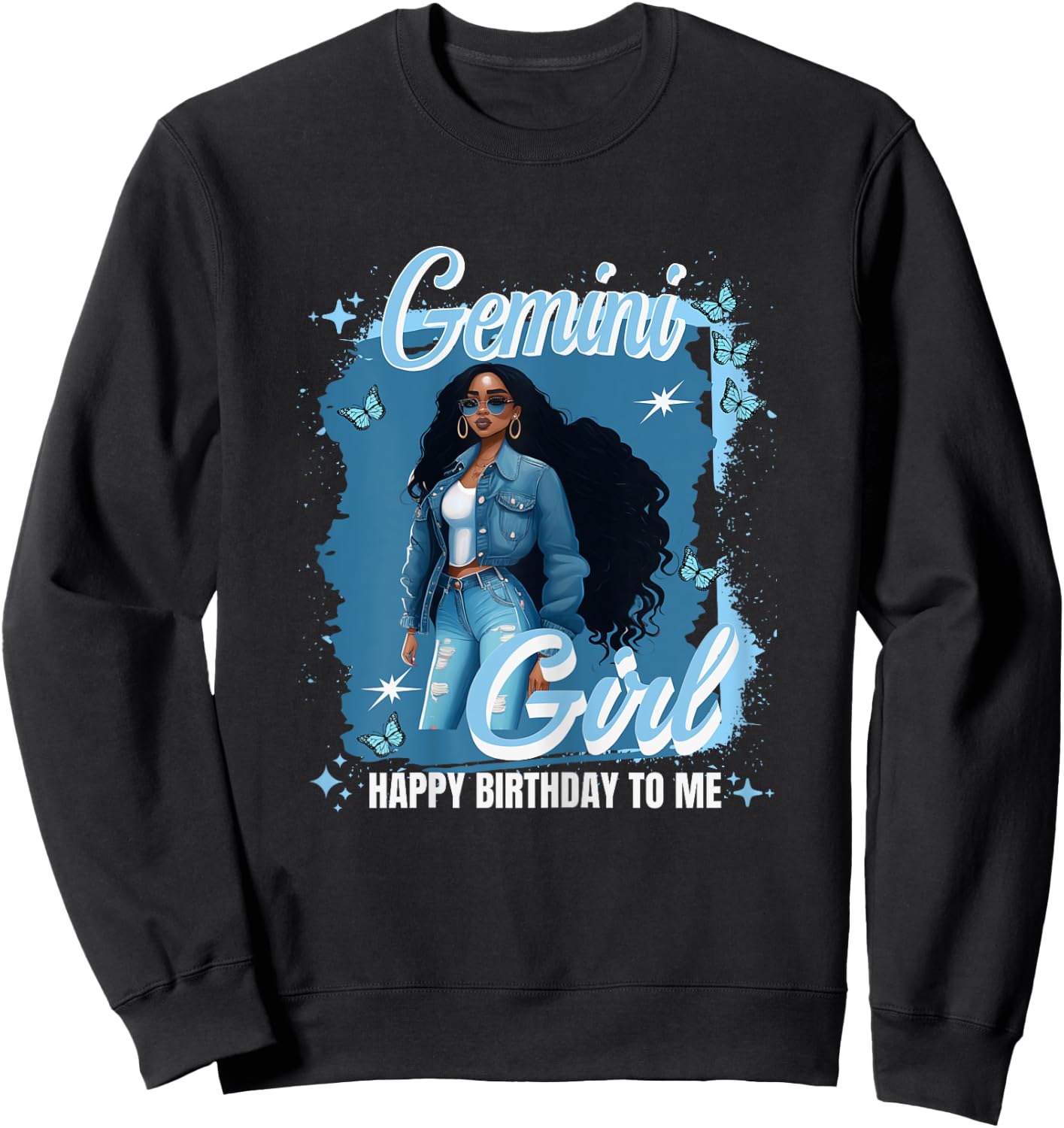 Gemini Girl Melanin Queen May Woman June Queen Birthday Sweatshirt - Sweatshirt | Black