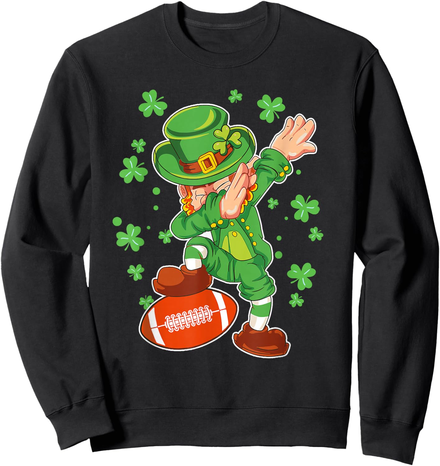 St Patricks Day Boys Men Kids Football Dabbing Leprechaun Sweatshirt - Sweatshirt | Black