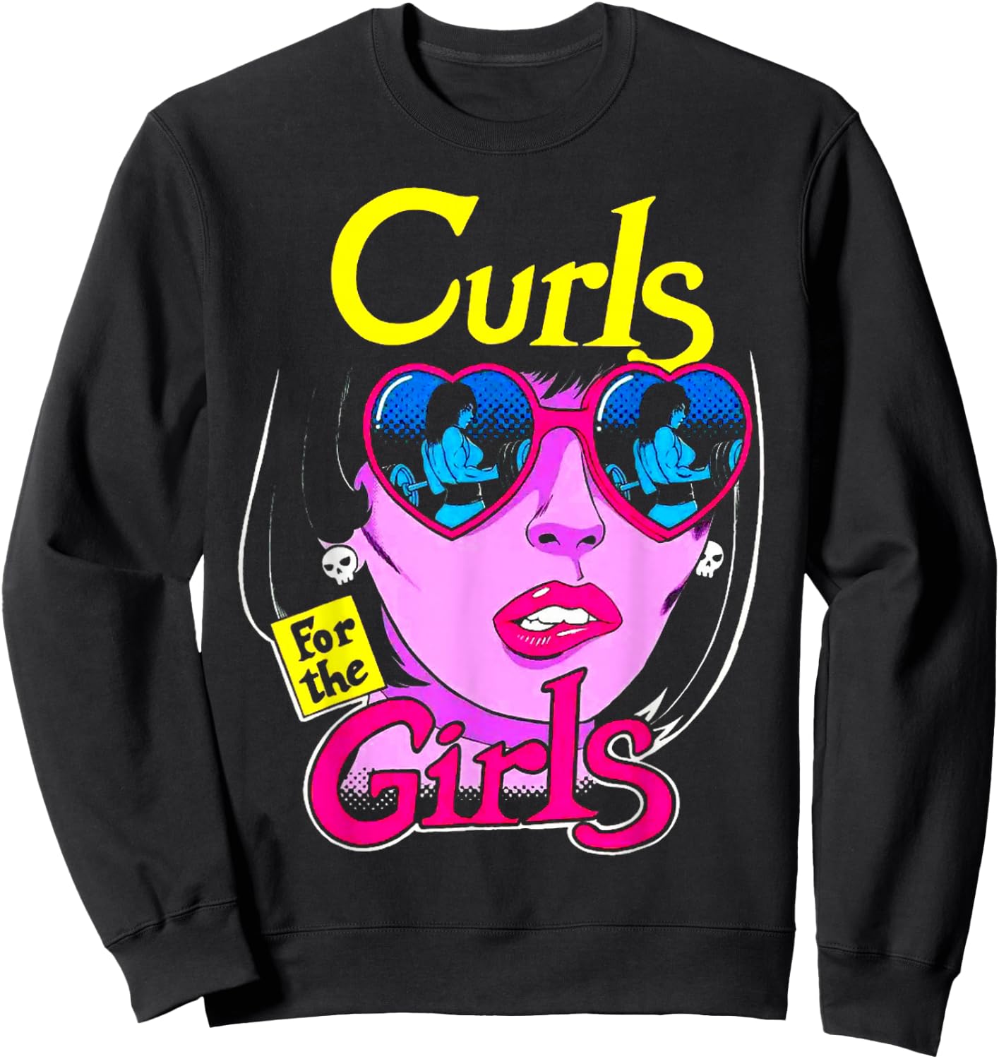 Funny Curls For Girls Gym Weightlifting Bodybuilding Fitness Sweatshirt - Sweatshirt | Black
