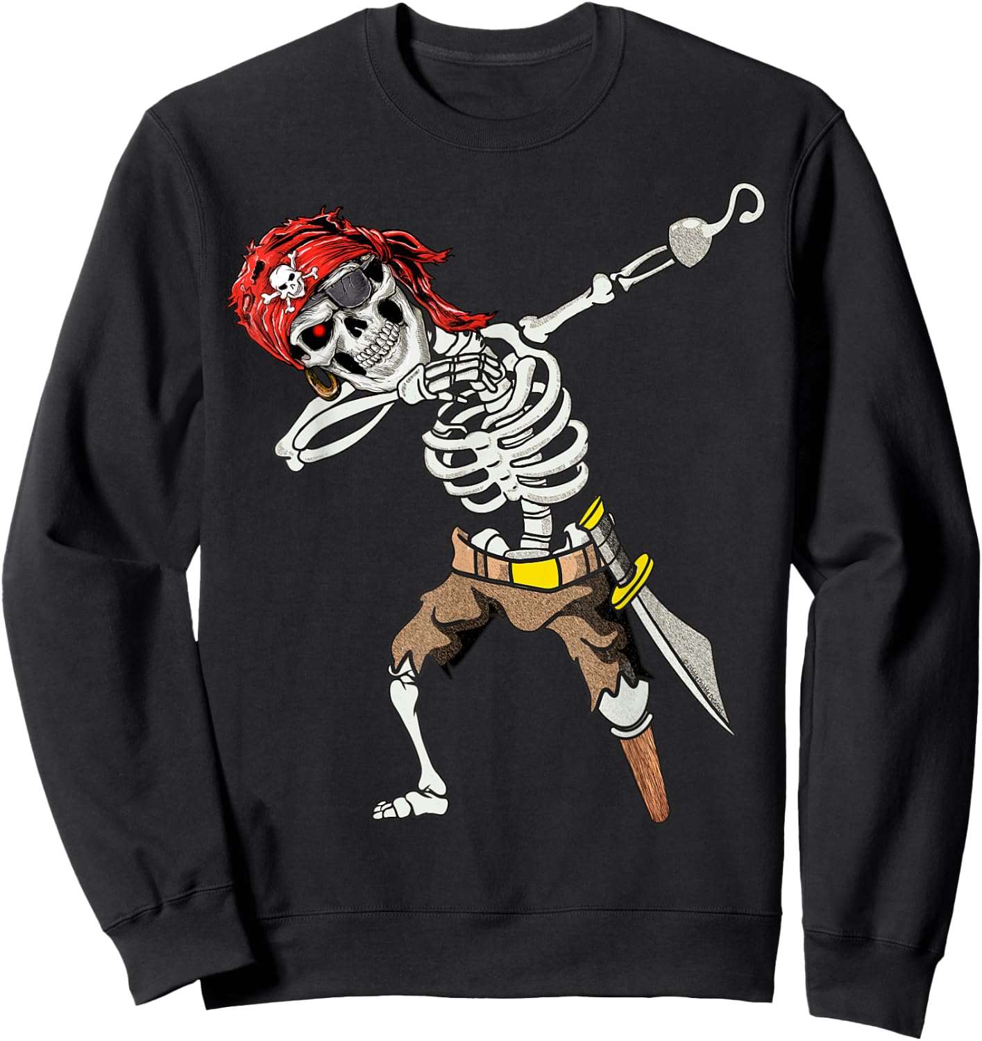 Dabbing Skeleton Pirate Halloween Kids Jolly Roger Pirate Sweatshirt - Sweatshirt | Black