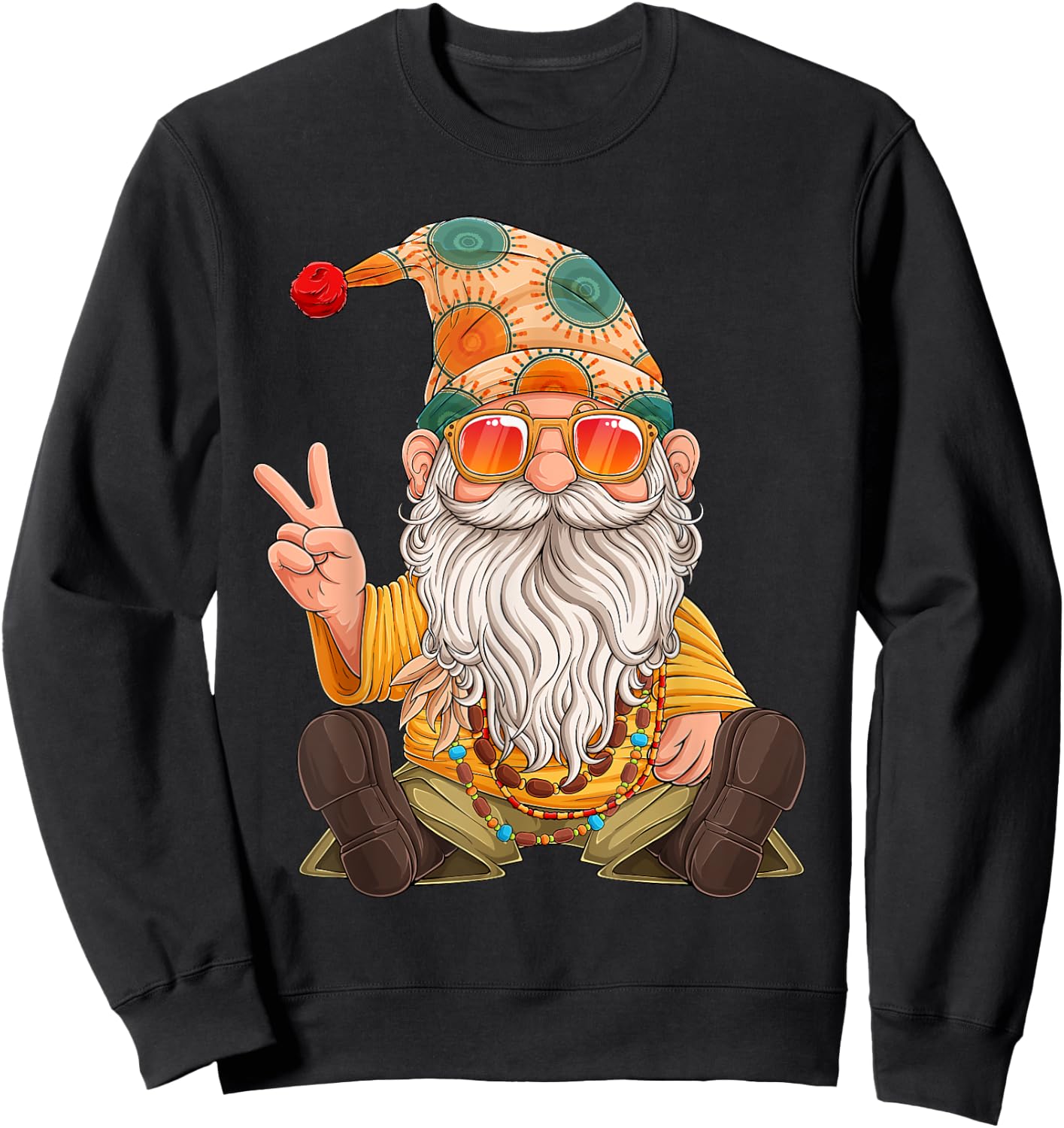 Funny Hippie Gnome Peace Sign Gnomes Lovers Men Women Kids Sweatshirt - Sweatshirt | Black