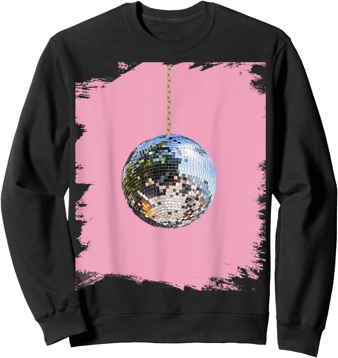 Pink Disco Ball Club Retro Cute Sweatshirt - Sweatshirt | Black