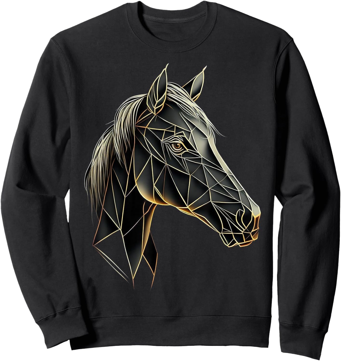 Horse Animal Geometric Polygon Artwork Horse Sweatshirt - Sweatshirt | Black