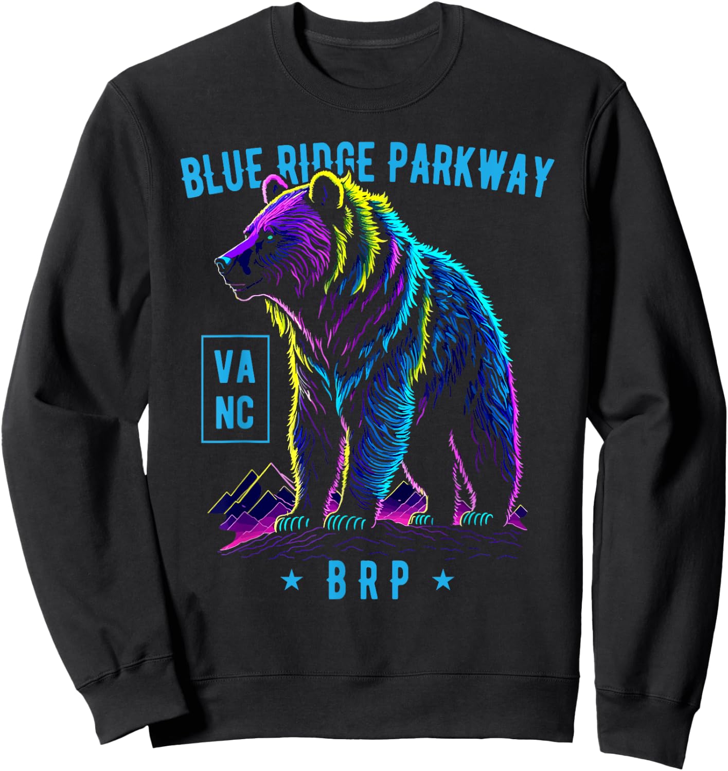 Blue Ridge Parkway NC VA BRP Bear Design Sweatshirt - Sweatshirt | Black