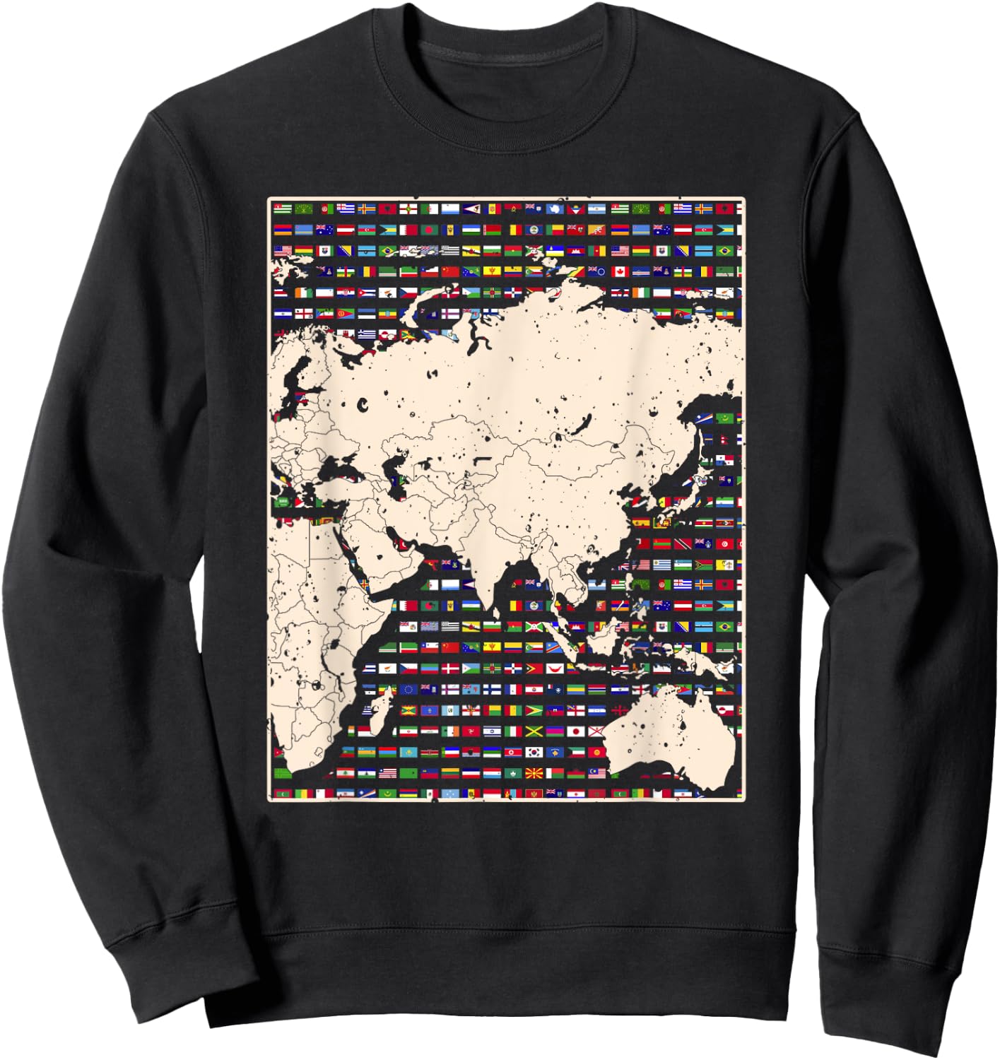 Country Flag Travelling World Map World Flags Sweatshirt - Sweatshirt | Black