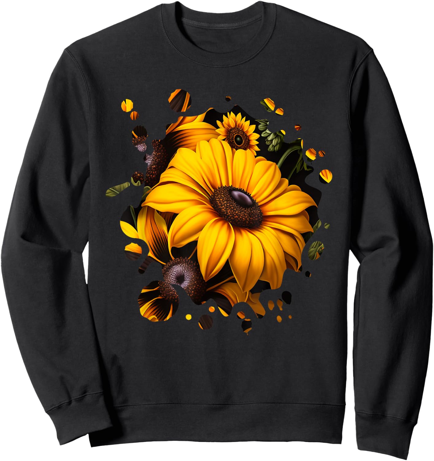 Vintage Black-eyed Susan Inspired Flower Plant gardening Sweatshirt - Sweatshirt | Black