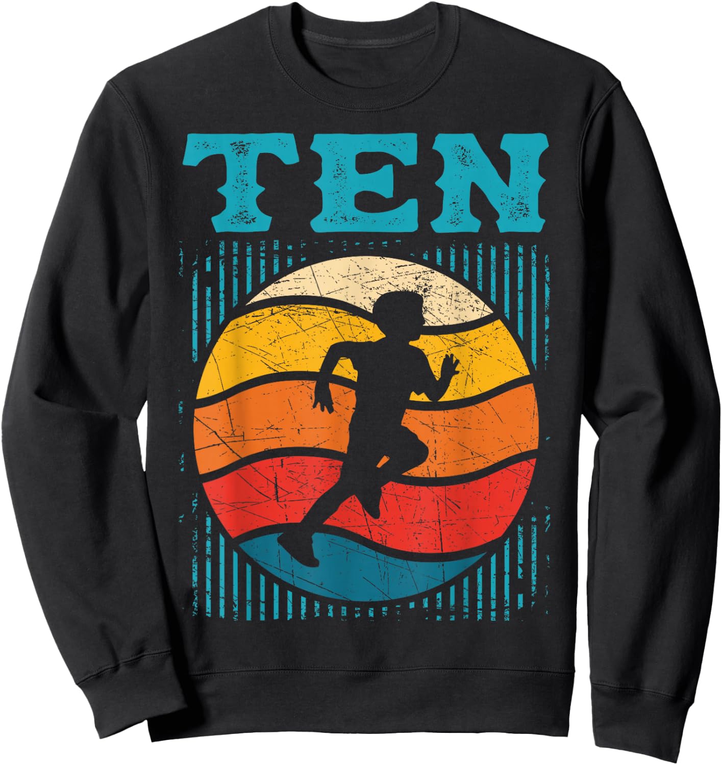 10th Birthday Retro Runner Jogging 10 Year Old Boys Kids Sweatshirt - Sweatshirt | Black