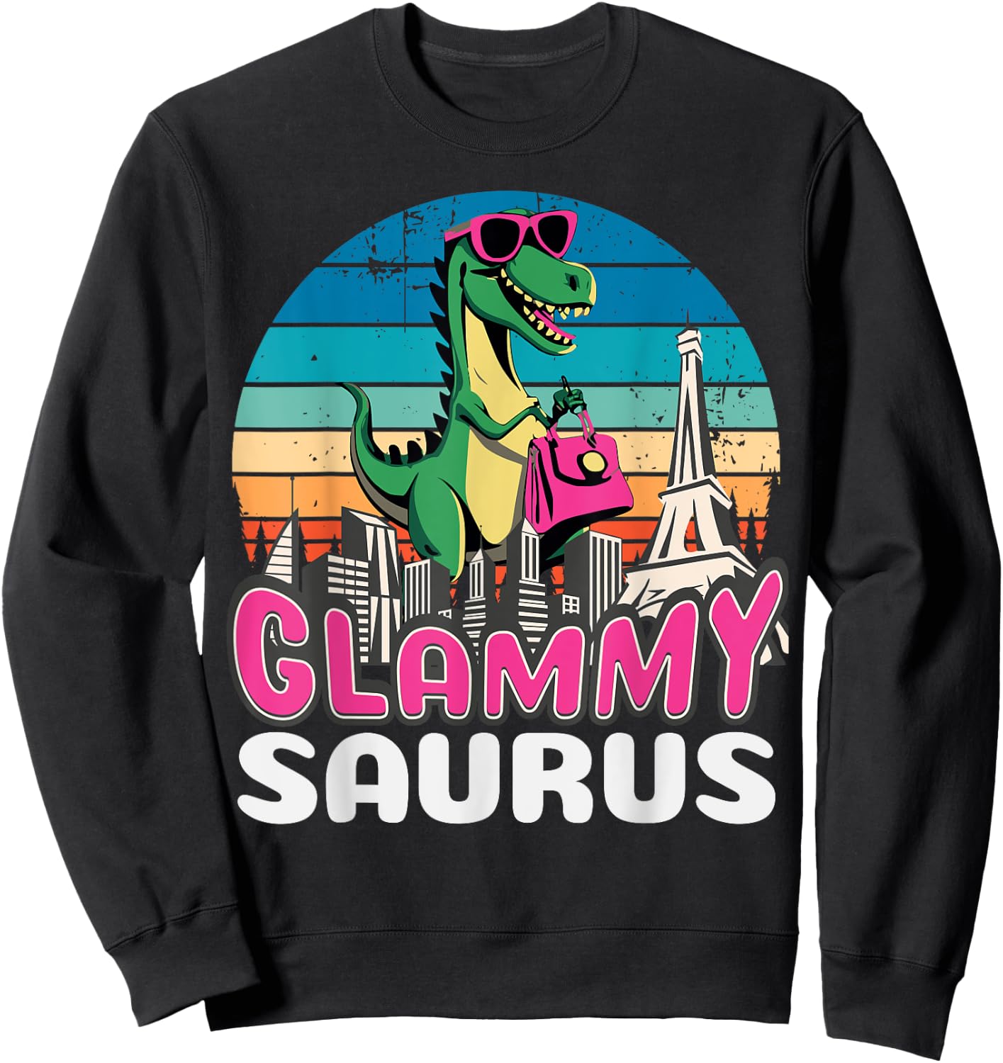 Glammysaurus T Rex Dinosaur Glammy Saurus Family Sweatshirt - Sweatshirt | Black