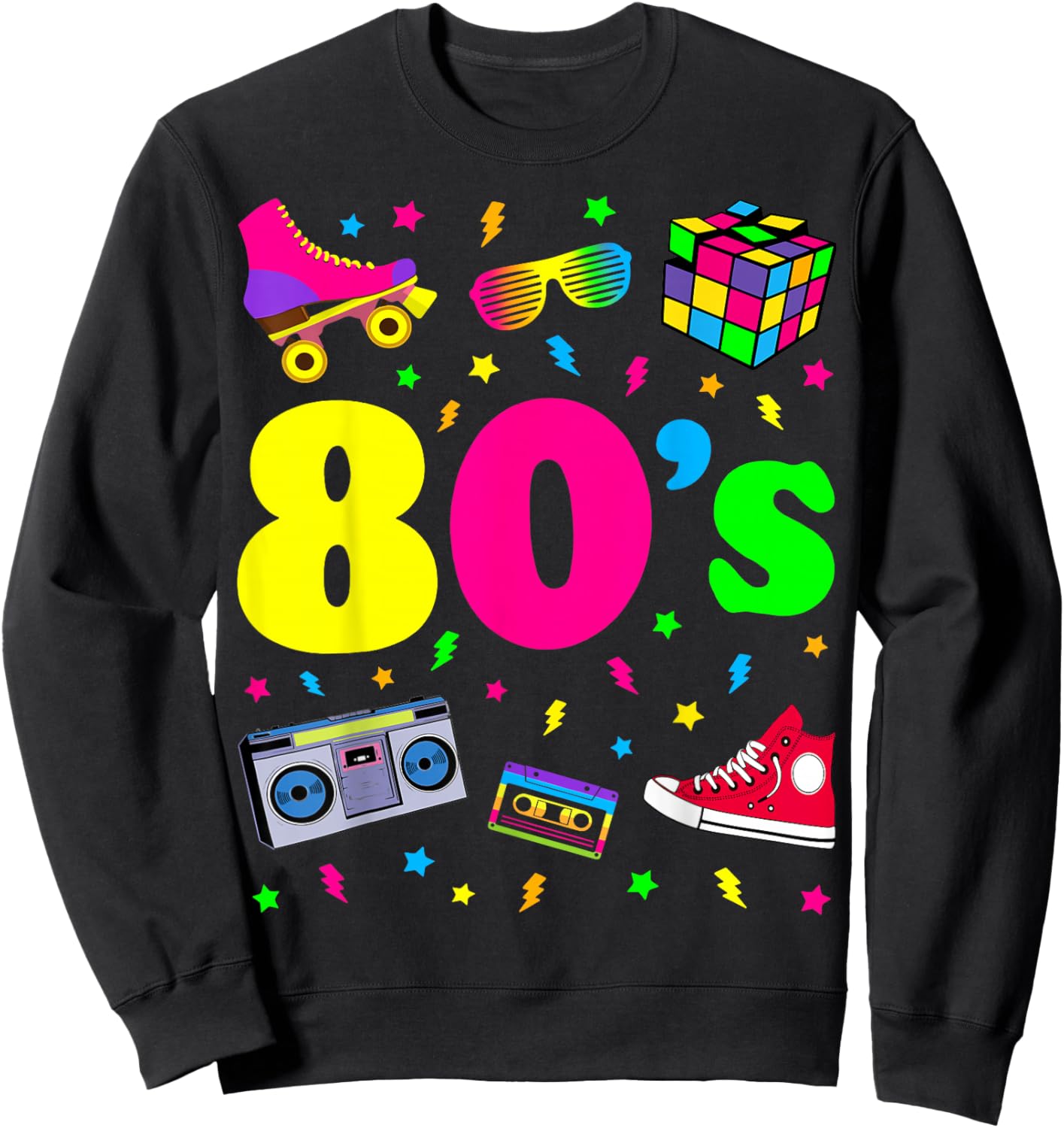 Retro Gifts Vintage 80s Costume Shirts - I Love The 80s - -Adults and Kids - Black - Small - - Short Sleeve - Party - Machine Wash Sweatshirt - Sweatshirt | Black