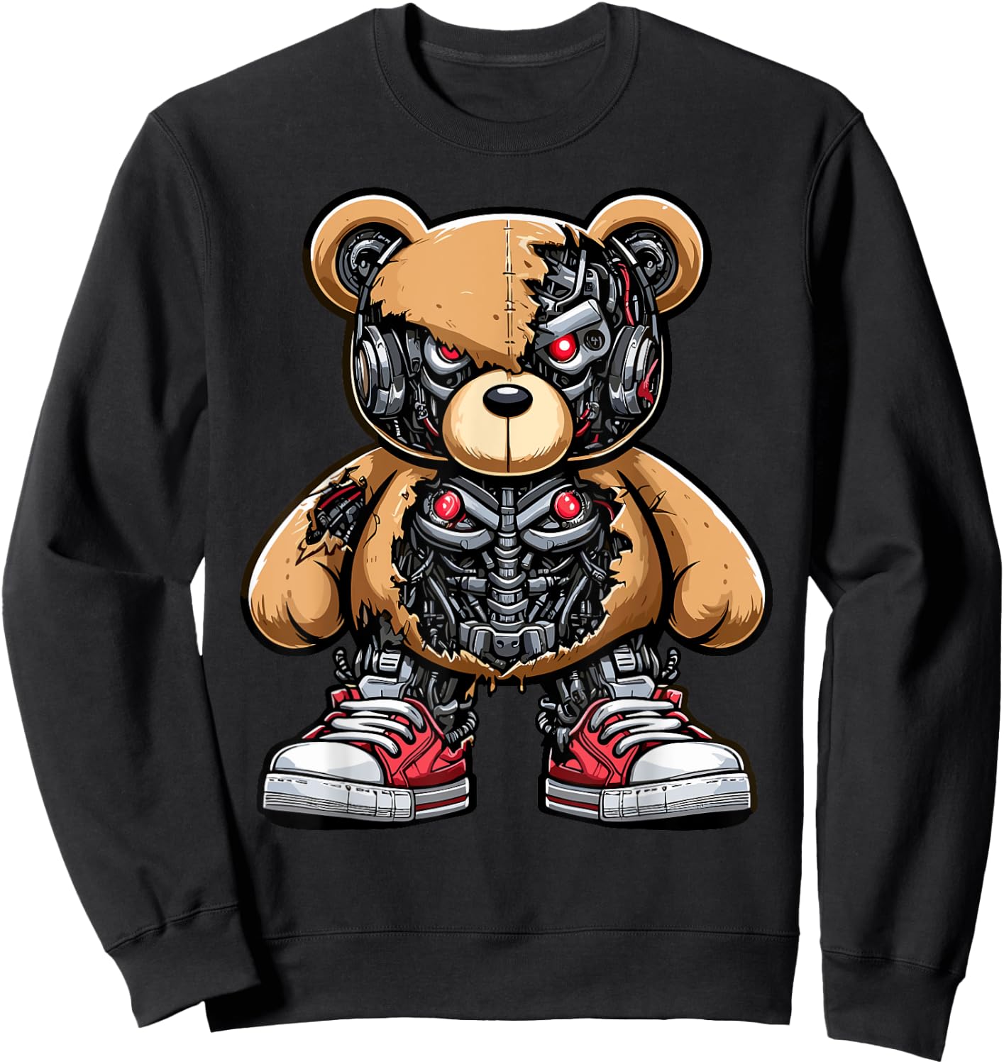 Cool Cyborg Exoskeleton Animatronic Bear, Hip Hop, Boys Sweatshirt - Sweatshirt | Black