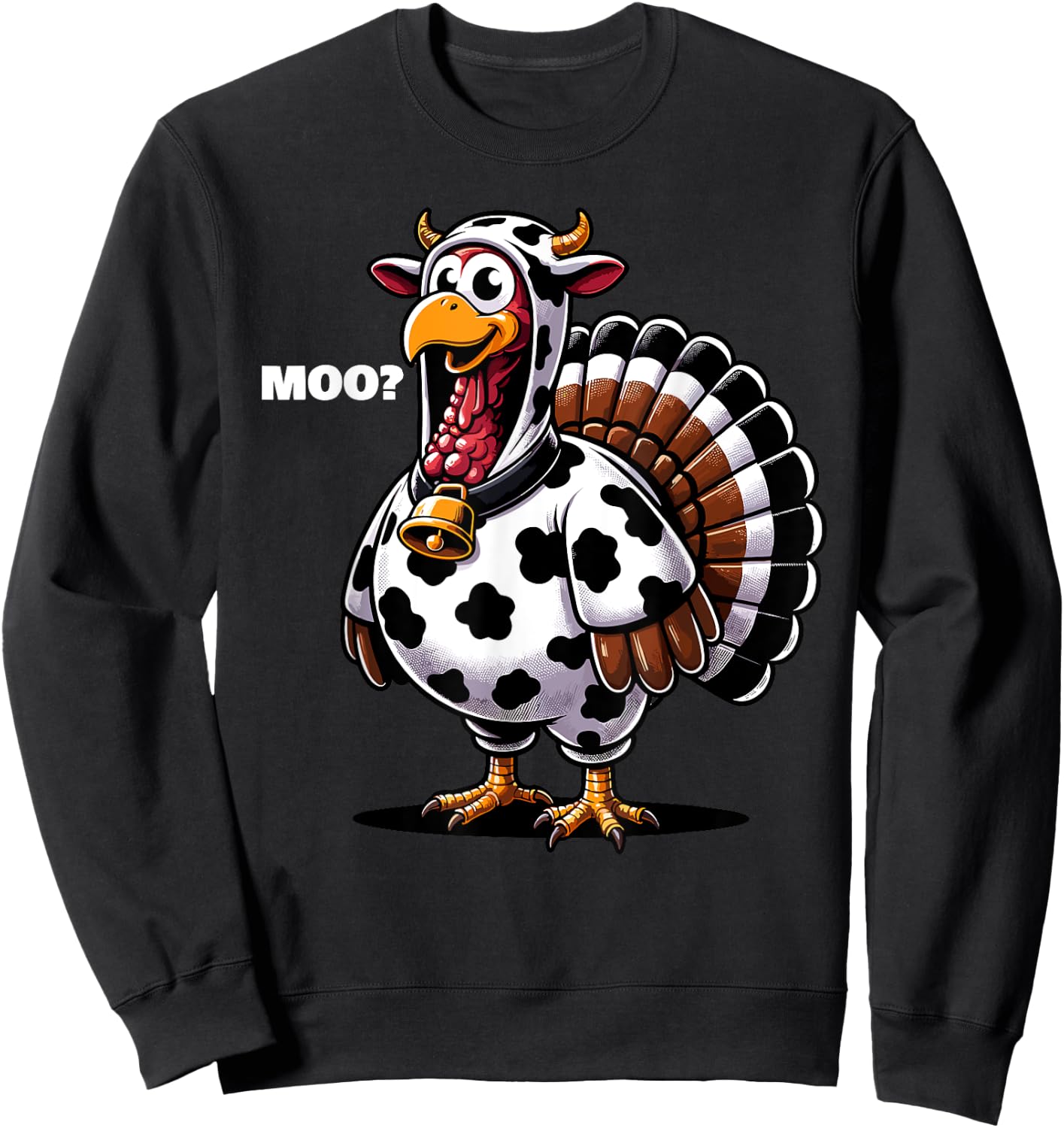 Turkey Moo Funny Thanksgiving Sweatshirt - Sweatshirt | Black
