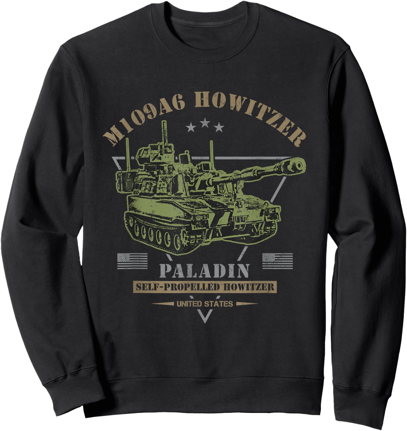 Military Style Designs M109A6 'Paladin' -Adults Black Cotton/Polyester Sweatshirt - Sweatshirt | Black