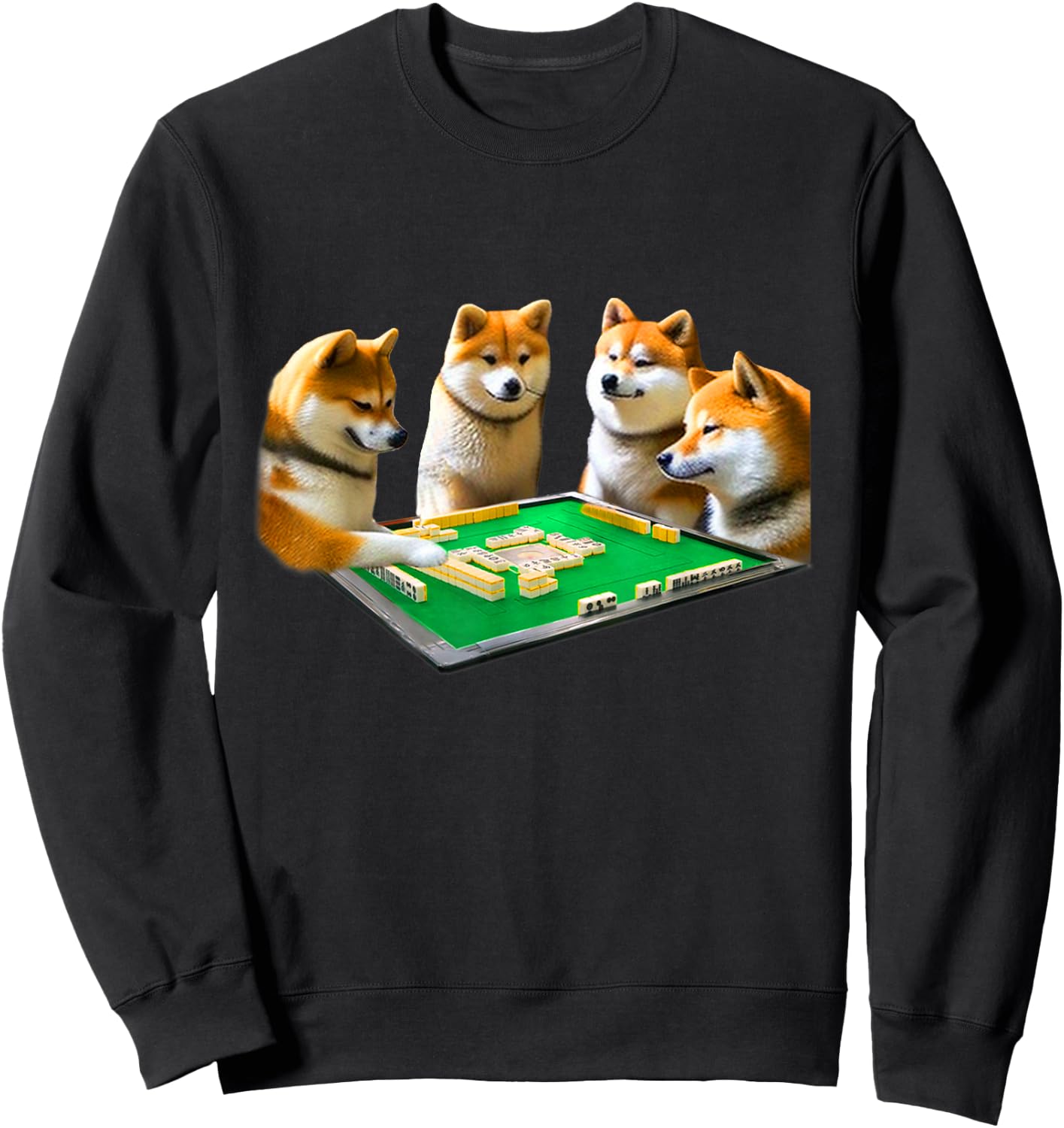 Shiba Inu, Dog, Mahjong, Funny , Dog, Lettered, Men's, Funny, Clothes, Funny Goods, Present, Neta, Jakushi Sweatshirt - Sweatshirt | Black