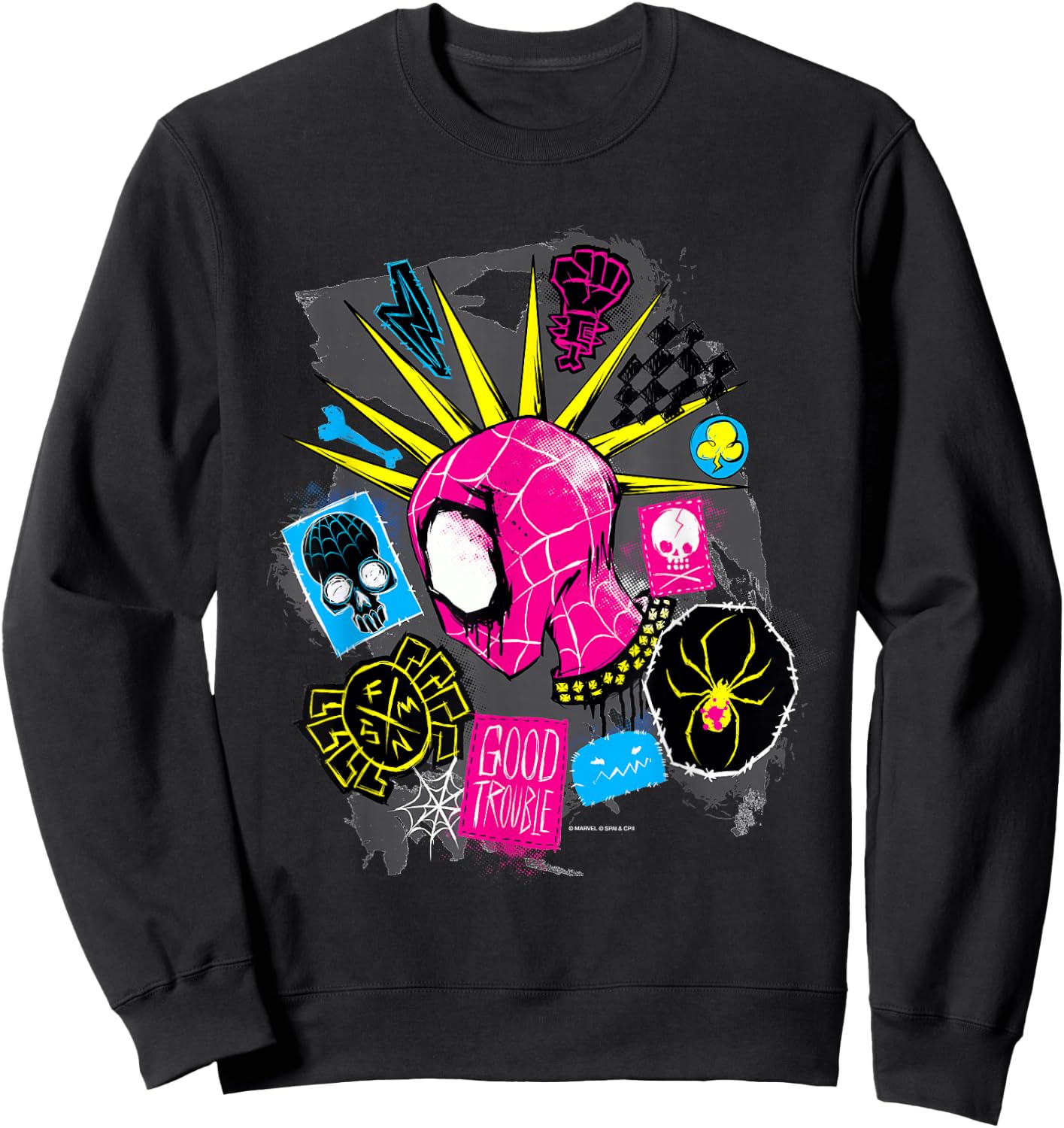 Marvel Spider-Man: Across The Spider-Verse Spider-Punk Head Sweatshirt - Sweatshirt | Black