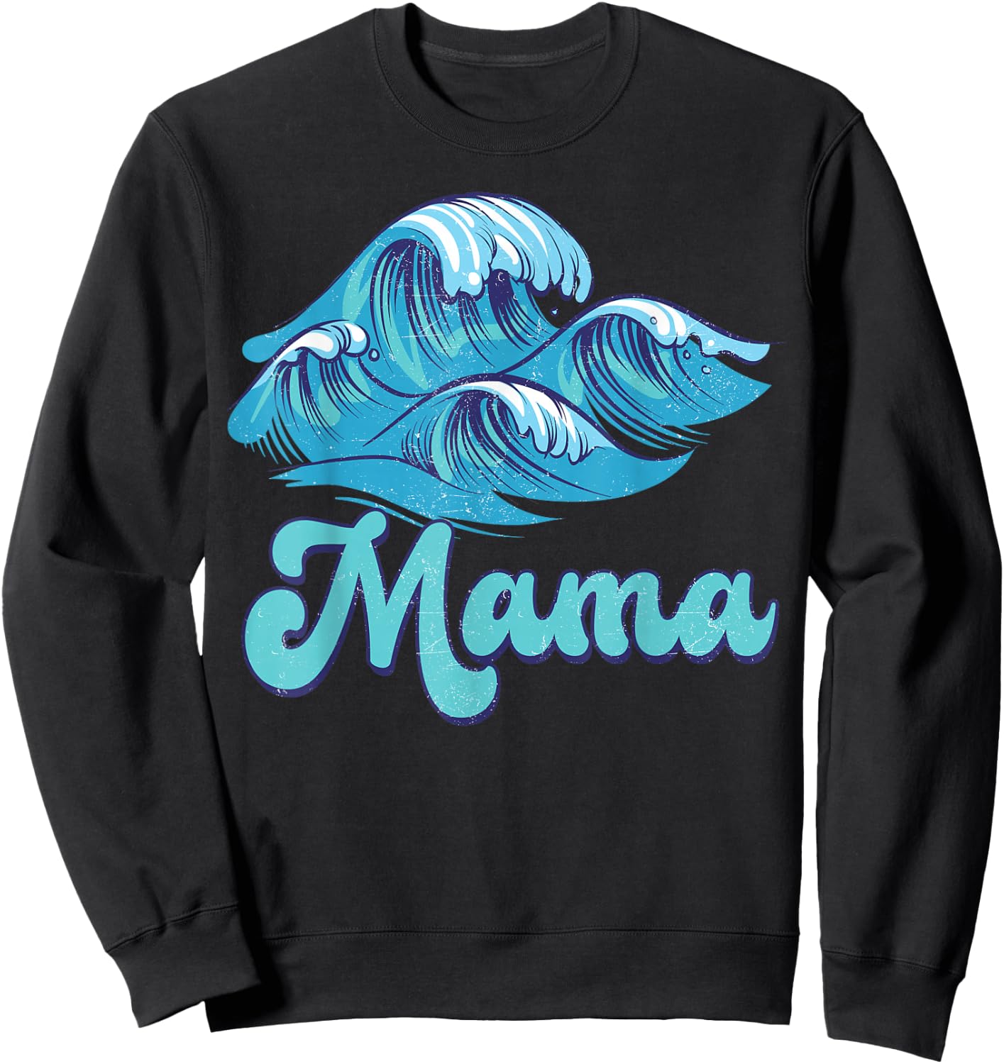 Mama Surf Birthday Beach Theme Family Matching Sweatshirt - Sweatshirt | Black