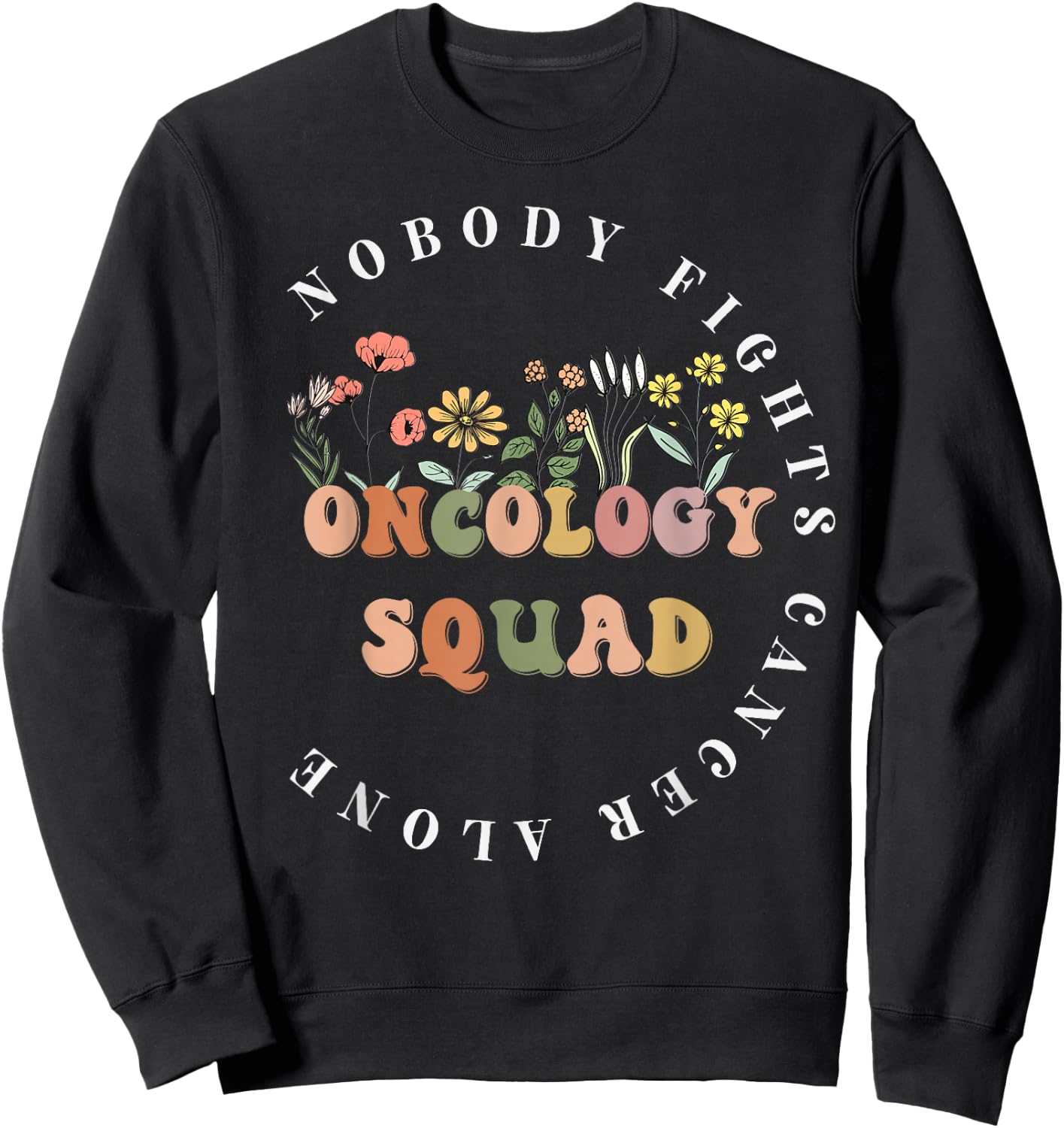 Wildflower Oncology Nurse Squad Retro Pediatric Oncology Sweatshirt - Sweatshirt | Black